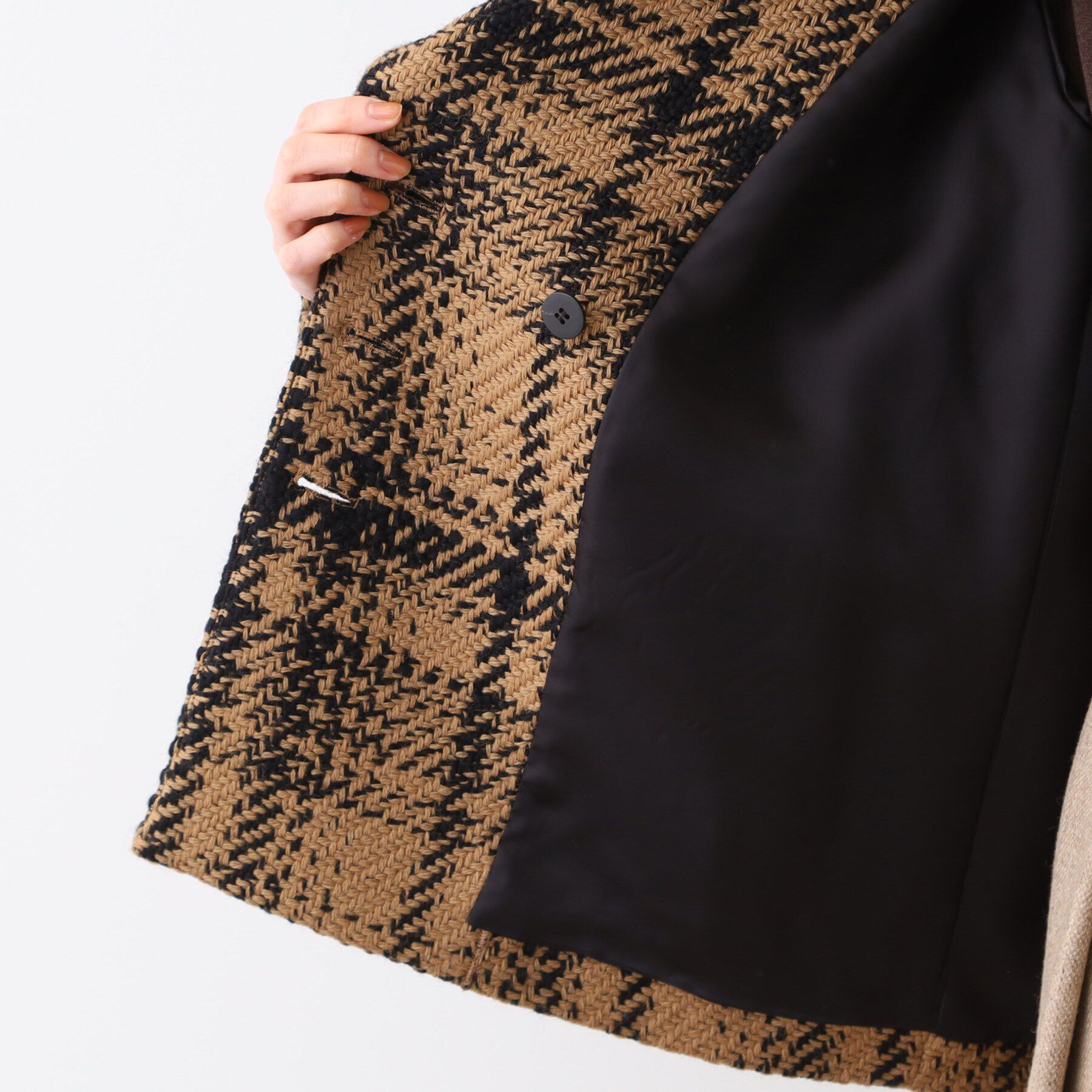 INDIVI「【日本製】ビッグチェック柄ショートコート」|チェスターコート|