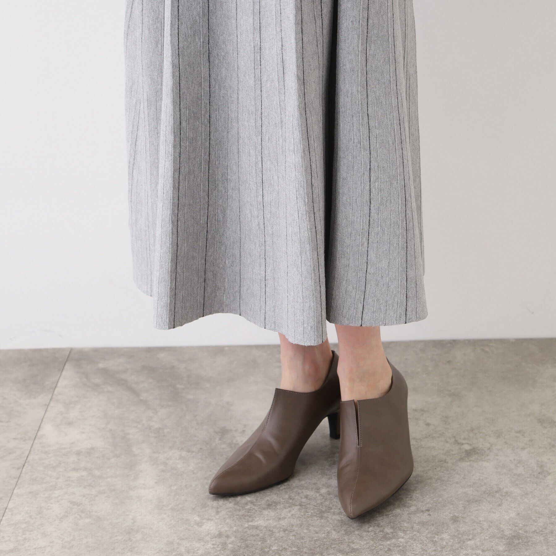 INDIVI「【洗える/SETUP可能】ストライプ柄プリーツニットスカート」|スカート|