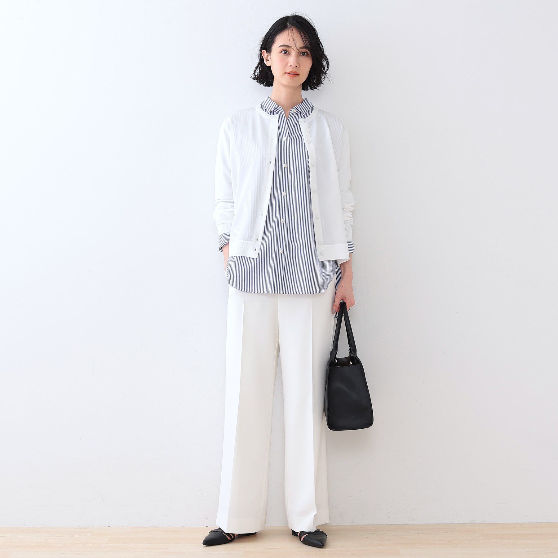 INDIVI「【洗える】ブラウスコンビ ニットカーディガン」|カーディガン|