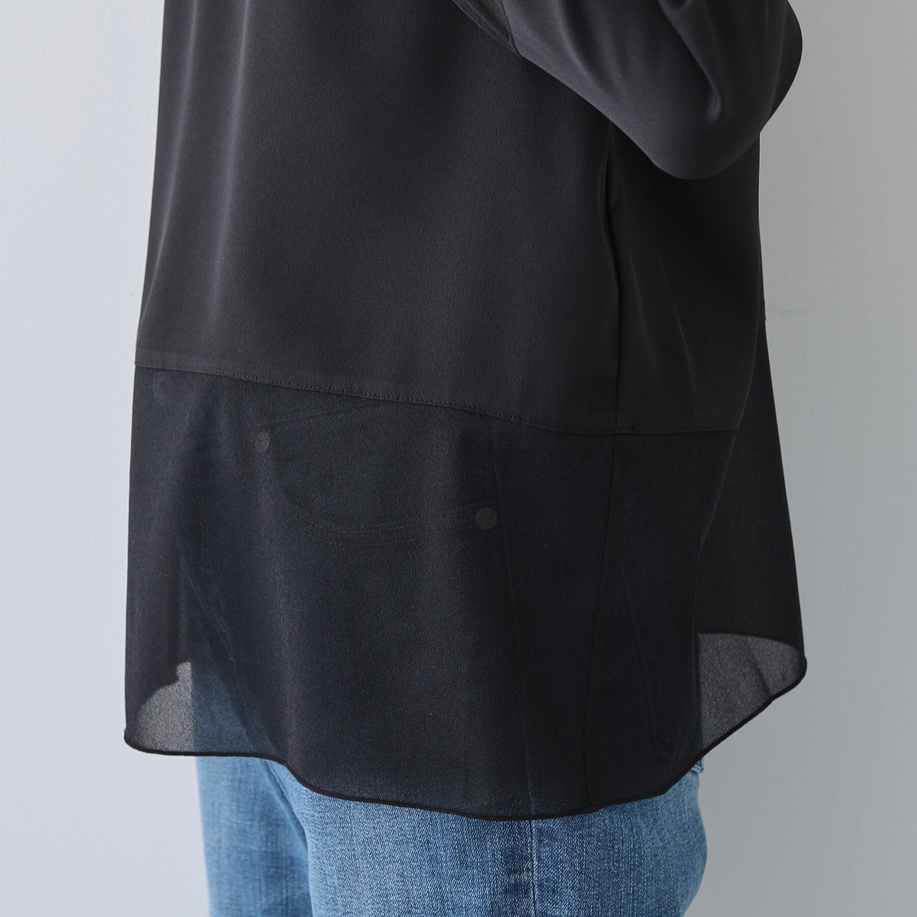 INDIVI「【洗える】袖＆裾 シアーデザイントップス」|Tシャツ・カットソー|