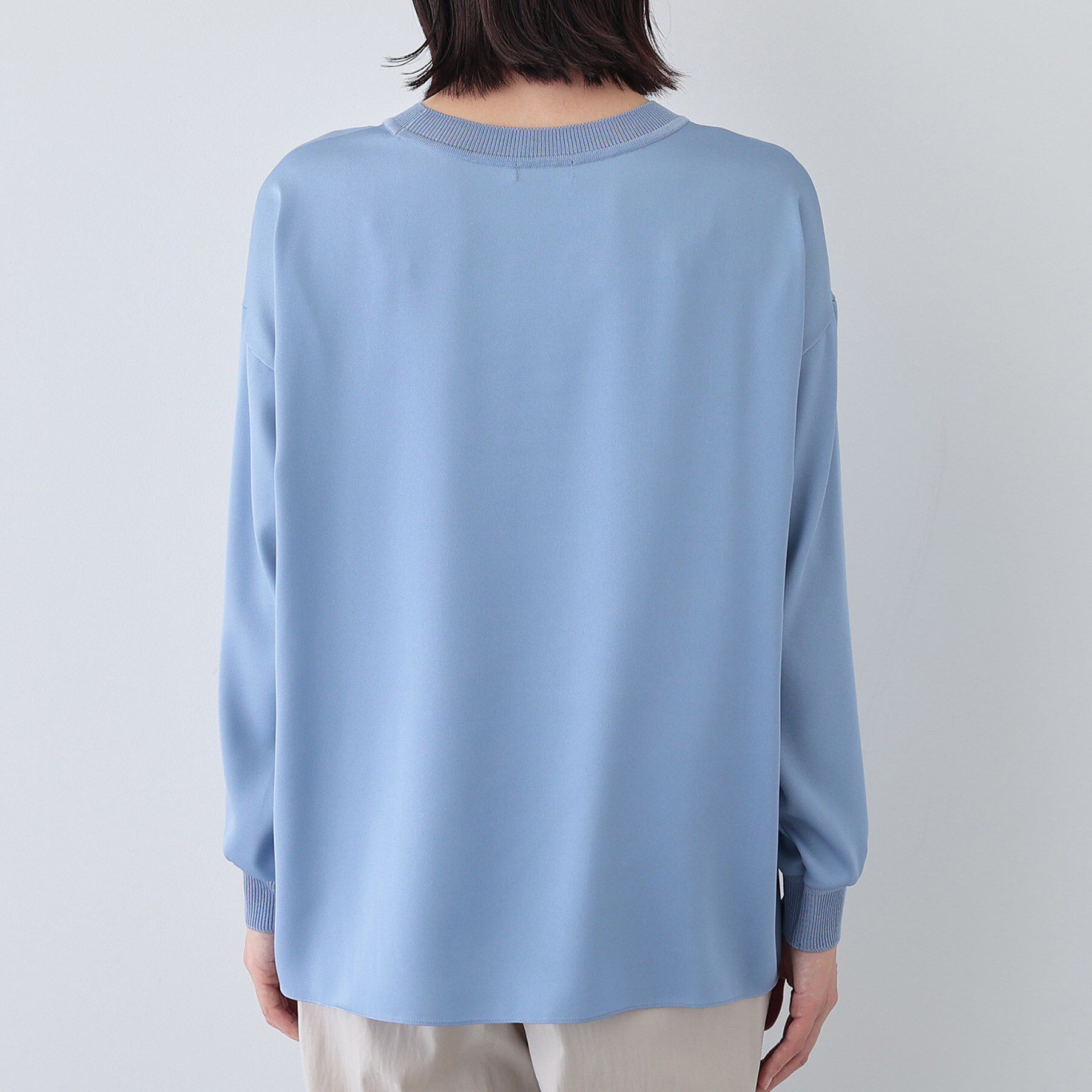 INDIVI「【洗える】異素材ドッキングトップス」|Tシャツ・カットソー|