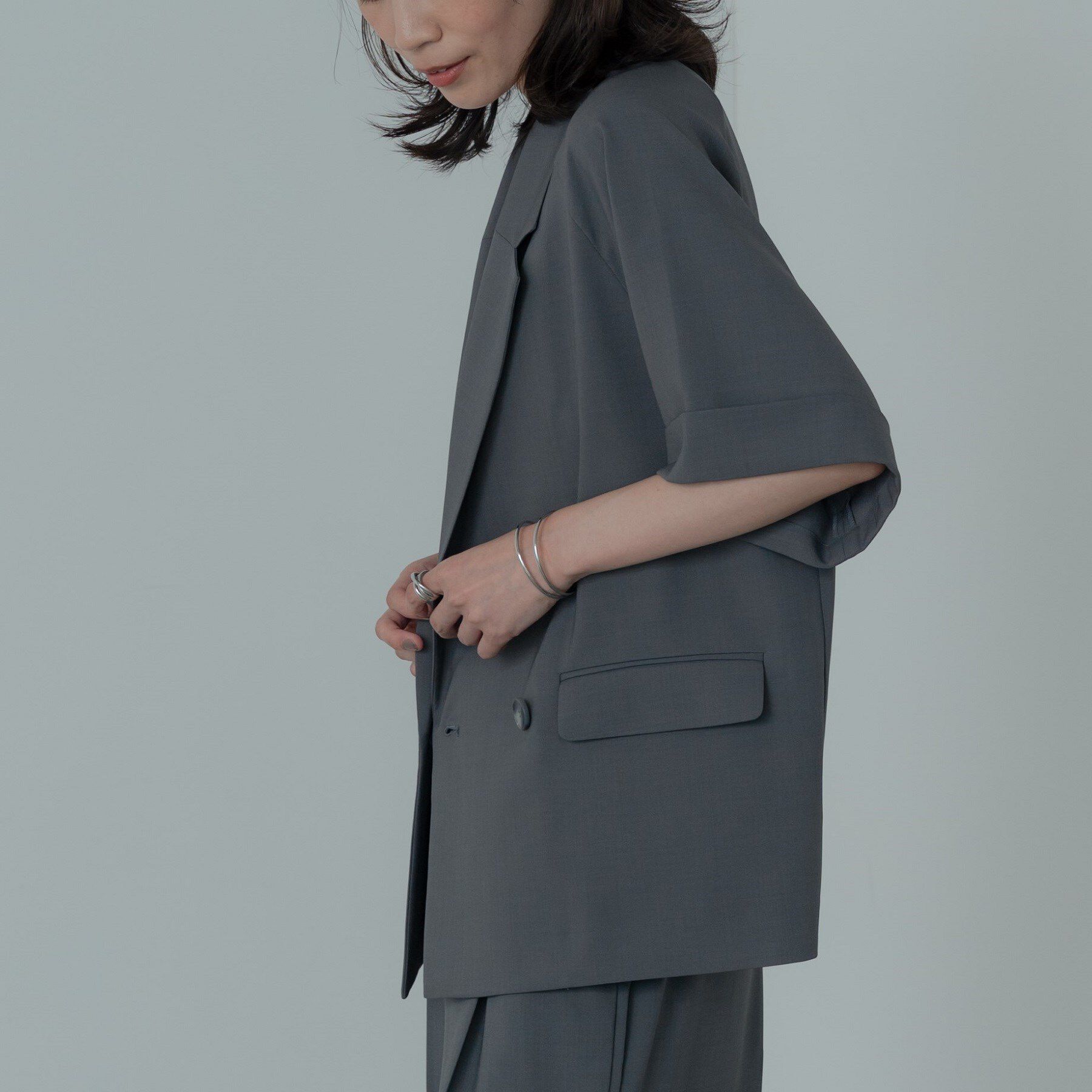 GALLEST「【セットアップ対応】イージーダブルブレスト半袖ジャケット」|テーラードジャケット|