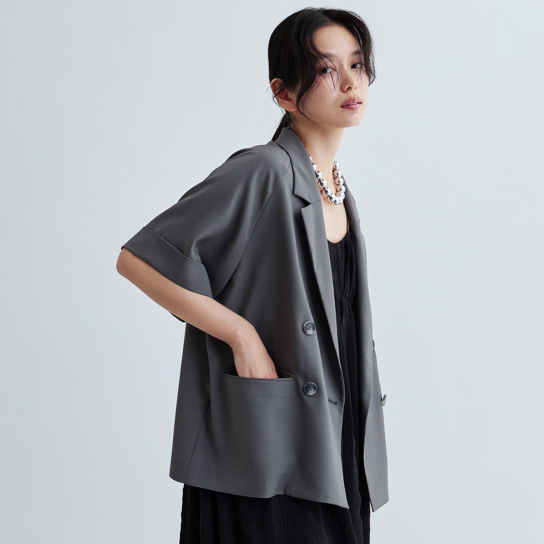 GALLEST「【セットアップ対応】イージーダブルブレスト半袖ジャケット」|テーラードジャケット|