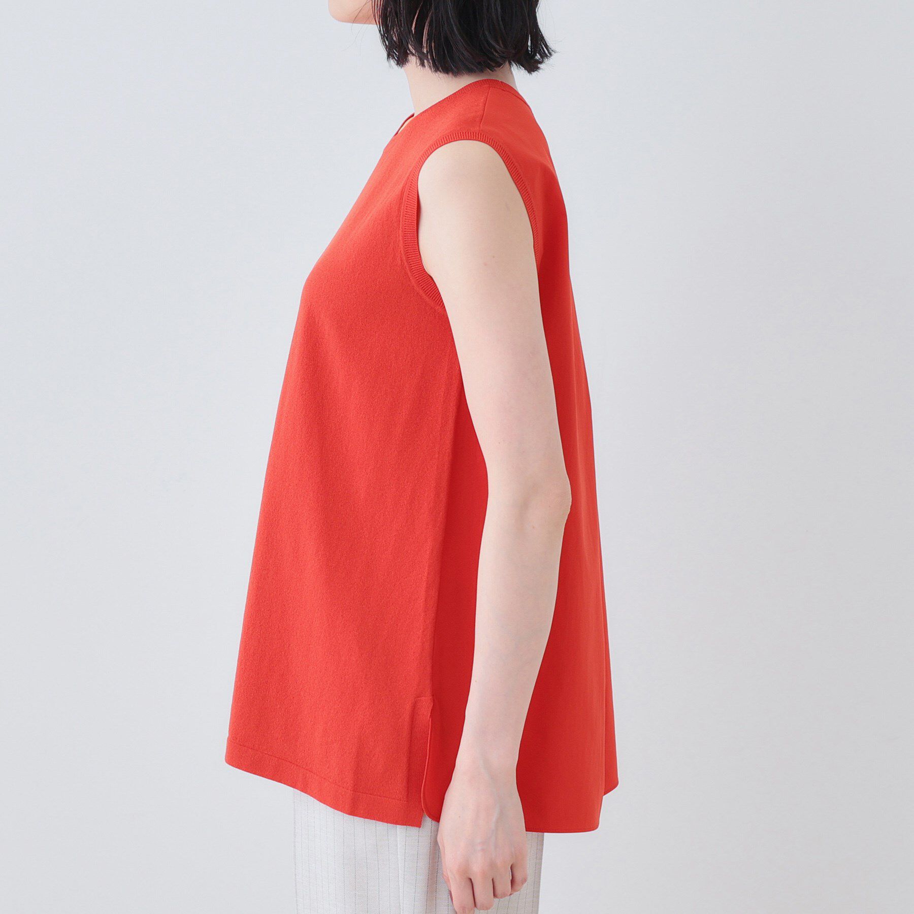 INDIVI「【洗える】切り替えノースリーブニット」|ニット・セーター|