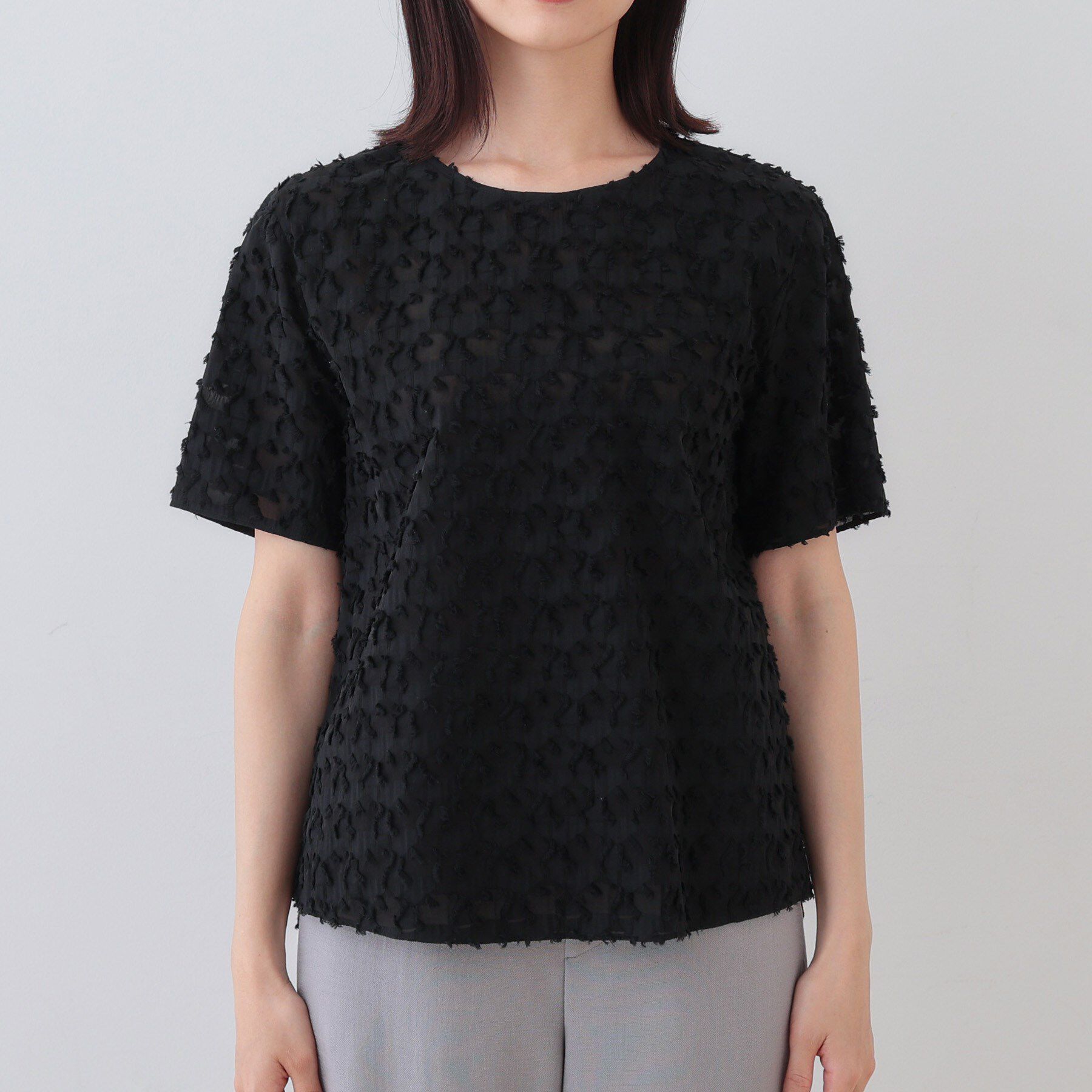 INDIVI「【日本製／コットン混】ジャカードブラウス」|シャツ・ブラウス|