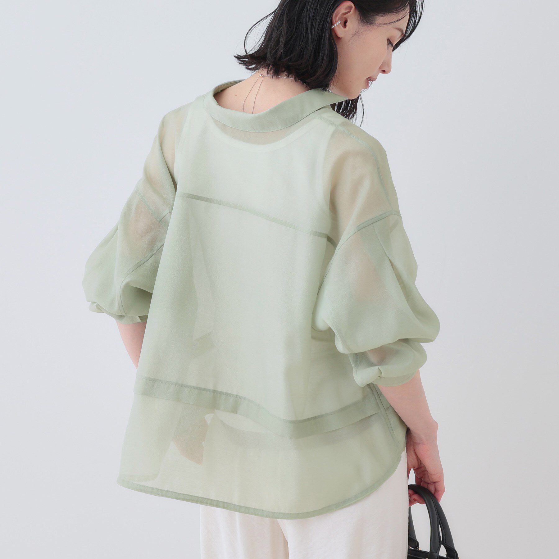 INDIVI「【洗える／ドロスト付】トレンドシアーシャツ」|シャツ・ブラウス|