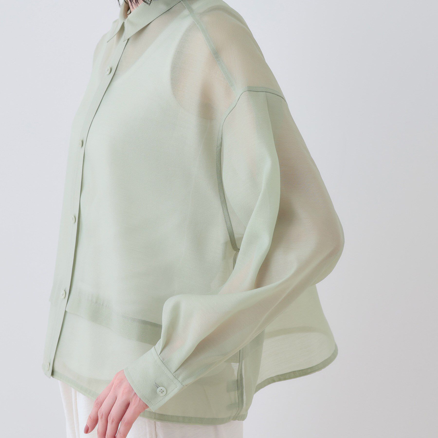 INDIVI「【洗える／ドロスト付】トレンドシアーシャツ」|シャツ・ブラウス|