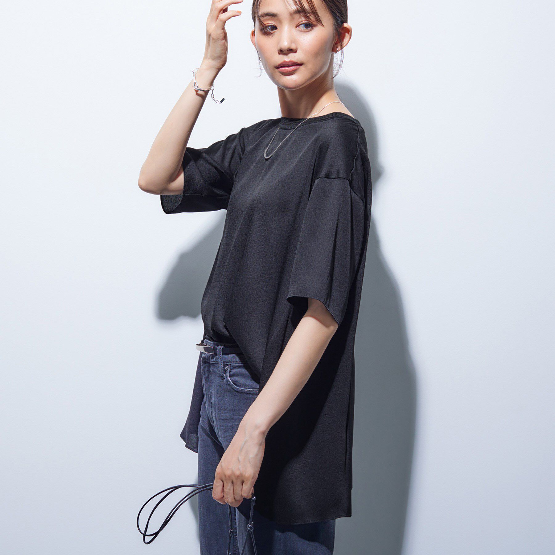 INDIVI「【バックシャン】デザインTブラウス」|Tシャツ・カットソー|