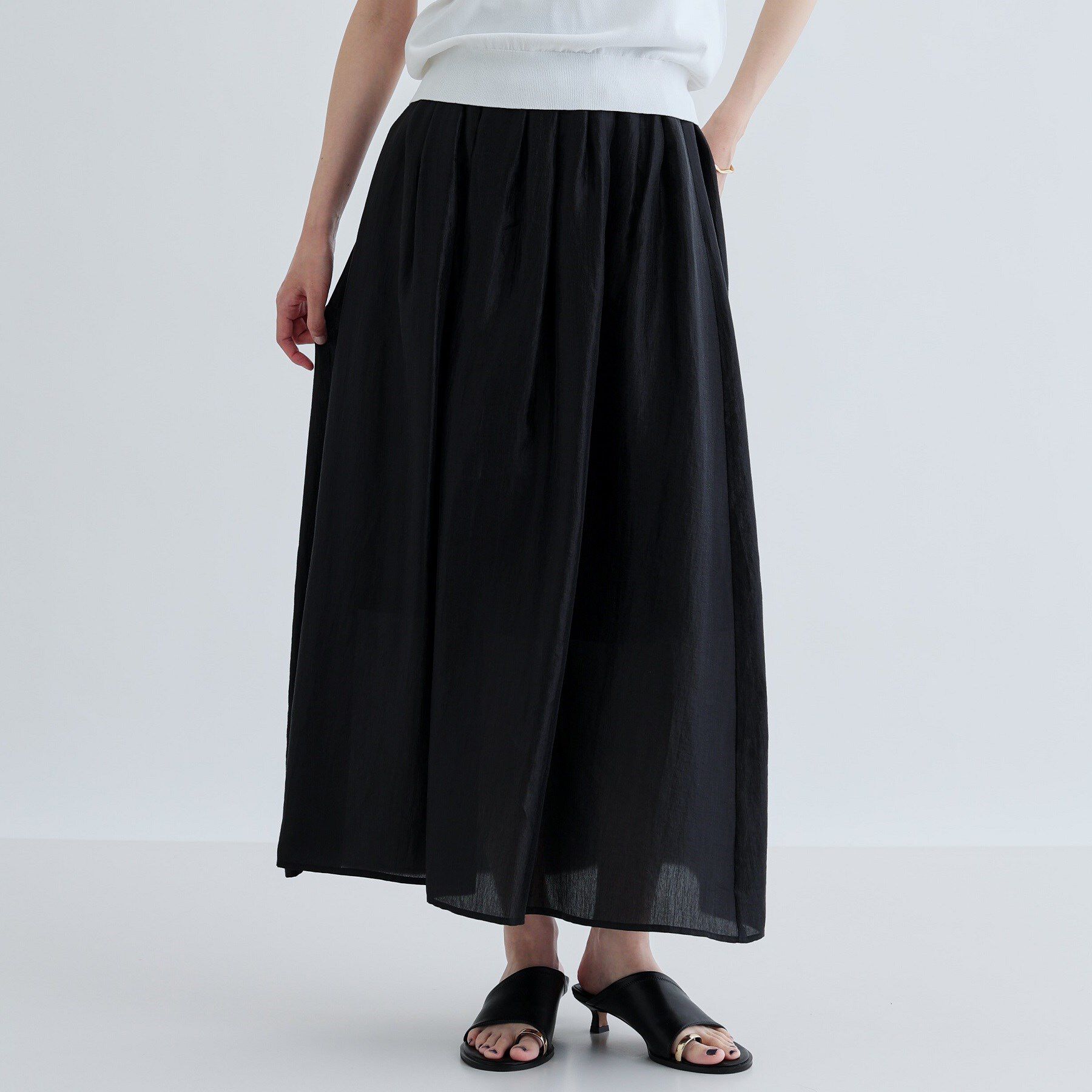 GALLEST「シアーマキシスカート」|スカート|ブラック(019)