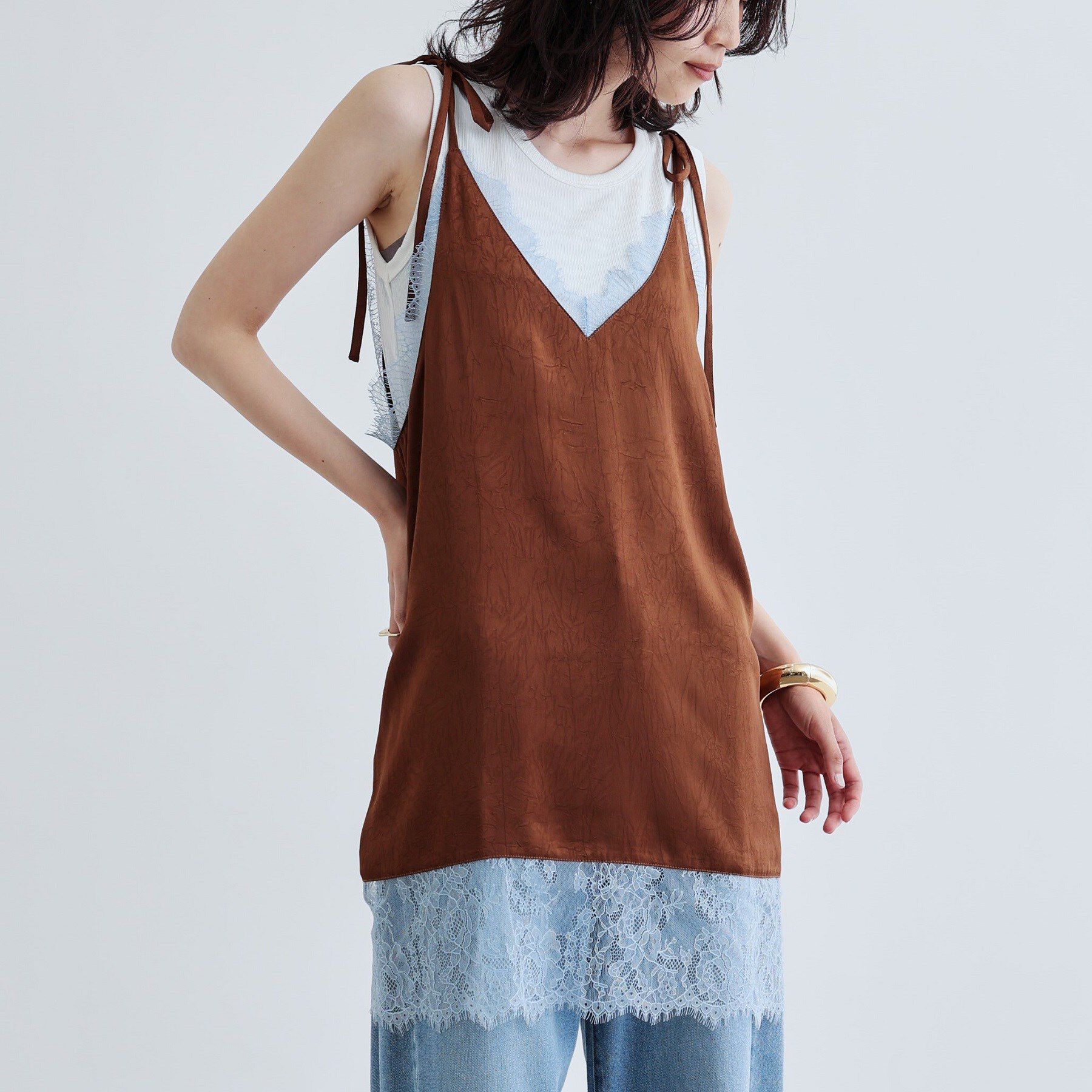 GALLEST「ランジェリーキャミブラウス」|シャツ・ブラウス|ブラウン(043)