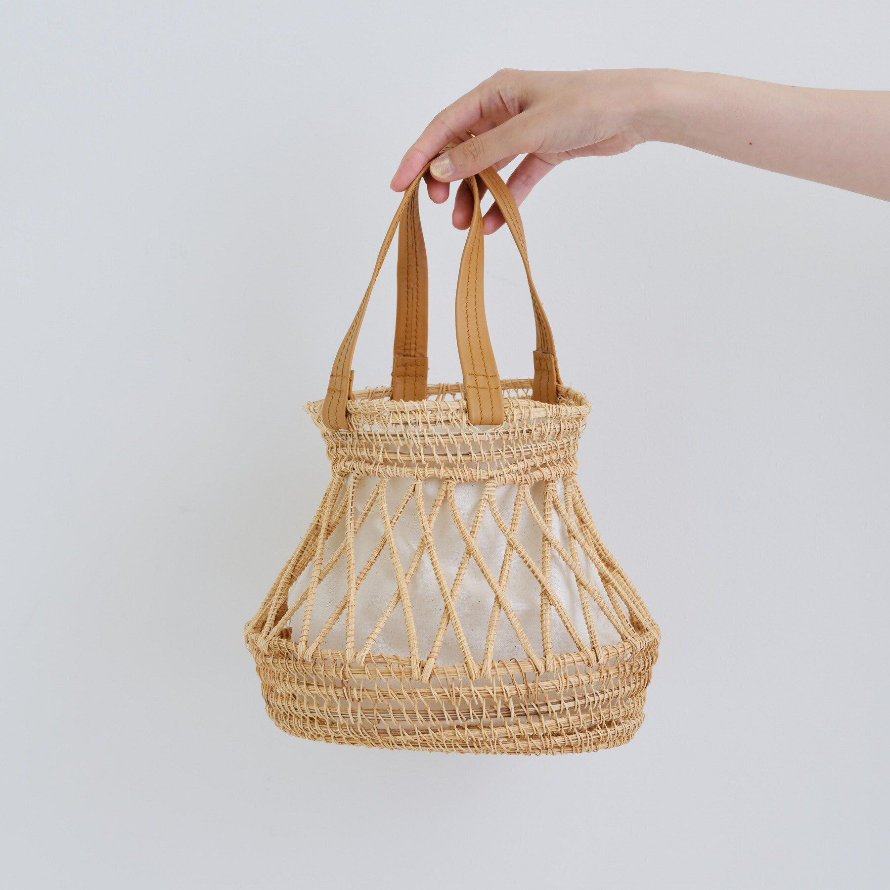 GALLEST「天然草ラウンドかごバッグ」|ハンドバッグ|オフホワイト(003