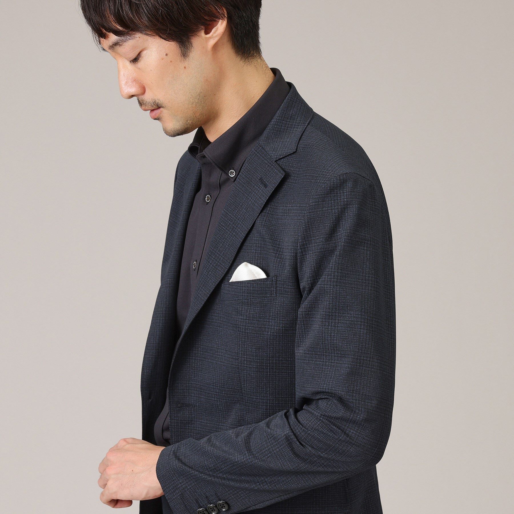 TAKEO KIKUCHI「【抗菌防臭】COOL DOTS（R）グレンチェック ジャケット」|テーラードジャケット|