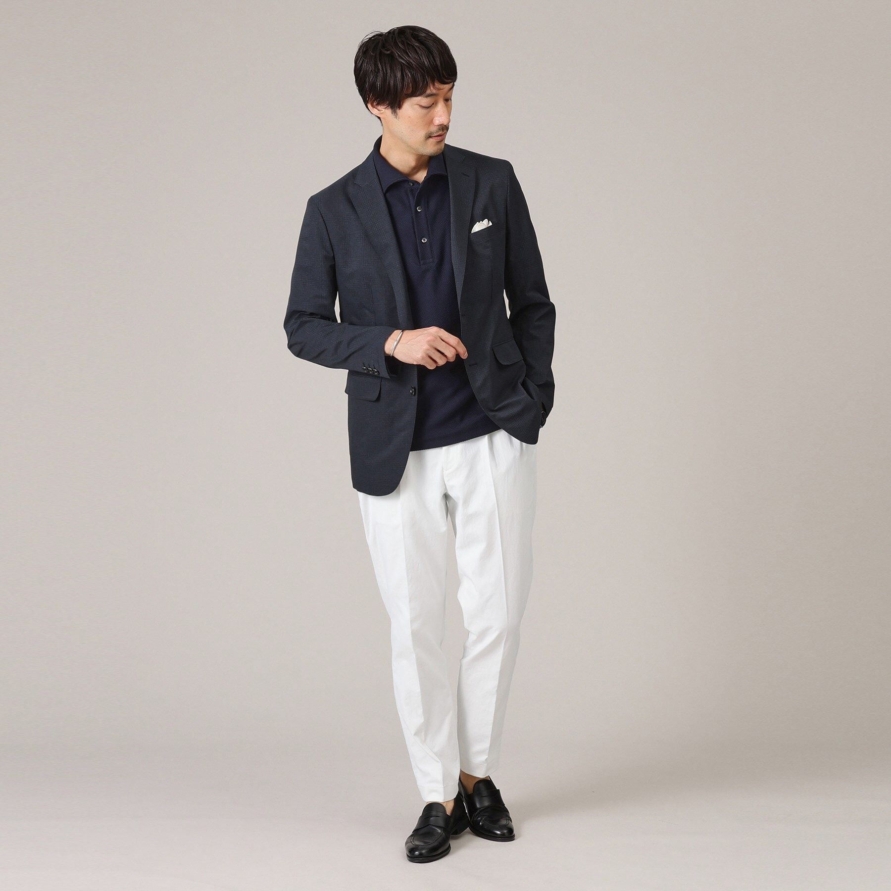 TAKEO KIKUCHI「【抗菌防臭】COOL DOTS（R）グレンチェック ジャケット」|テーラードジャケット|