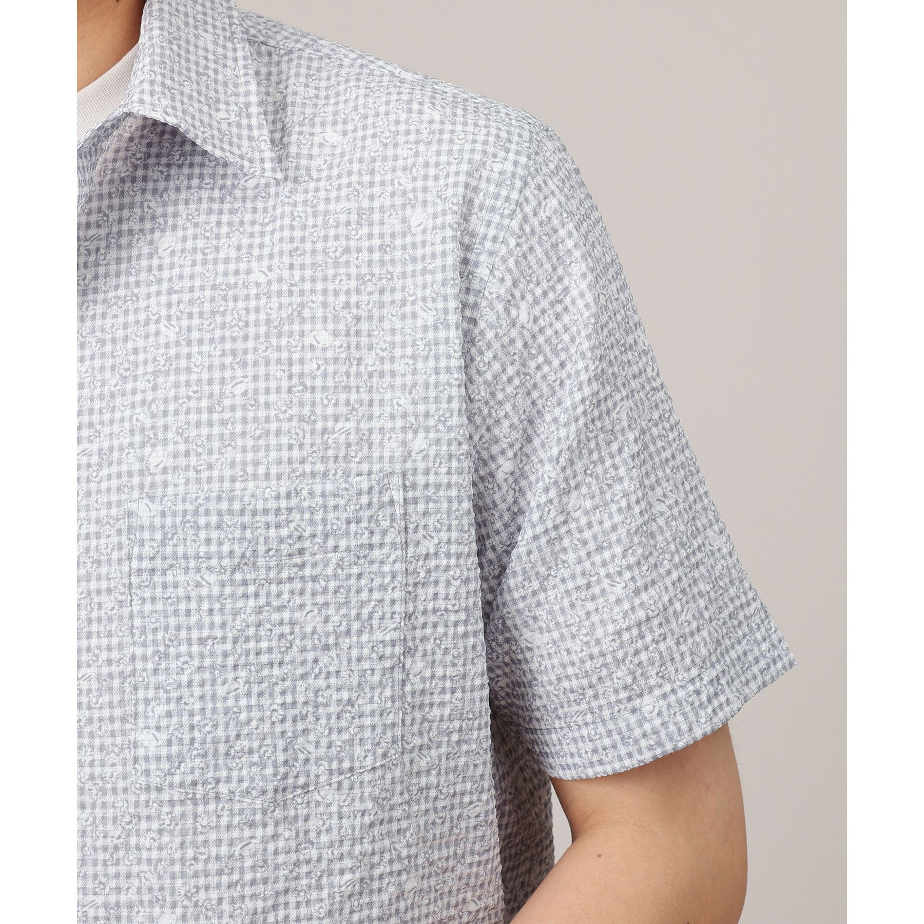 TAKEO KIKUCHI「【無地・チェック・ボタニカル柄】リップル シャツ」|シャツ・ブラウス|