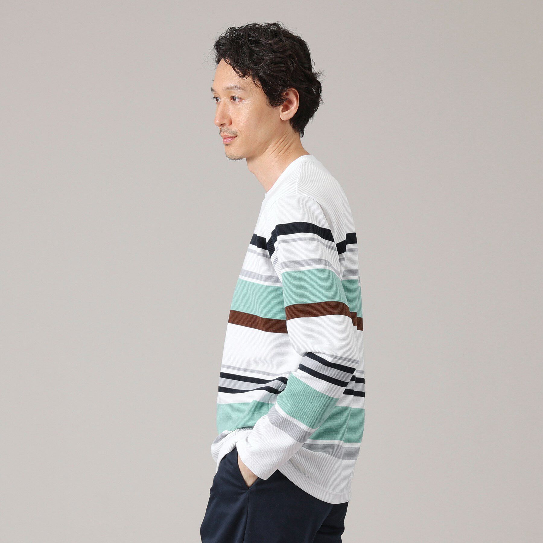 TAKEO KIKUCHI「リップルパネルボーダーカットソー」|Tシャツ・カットソー|