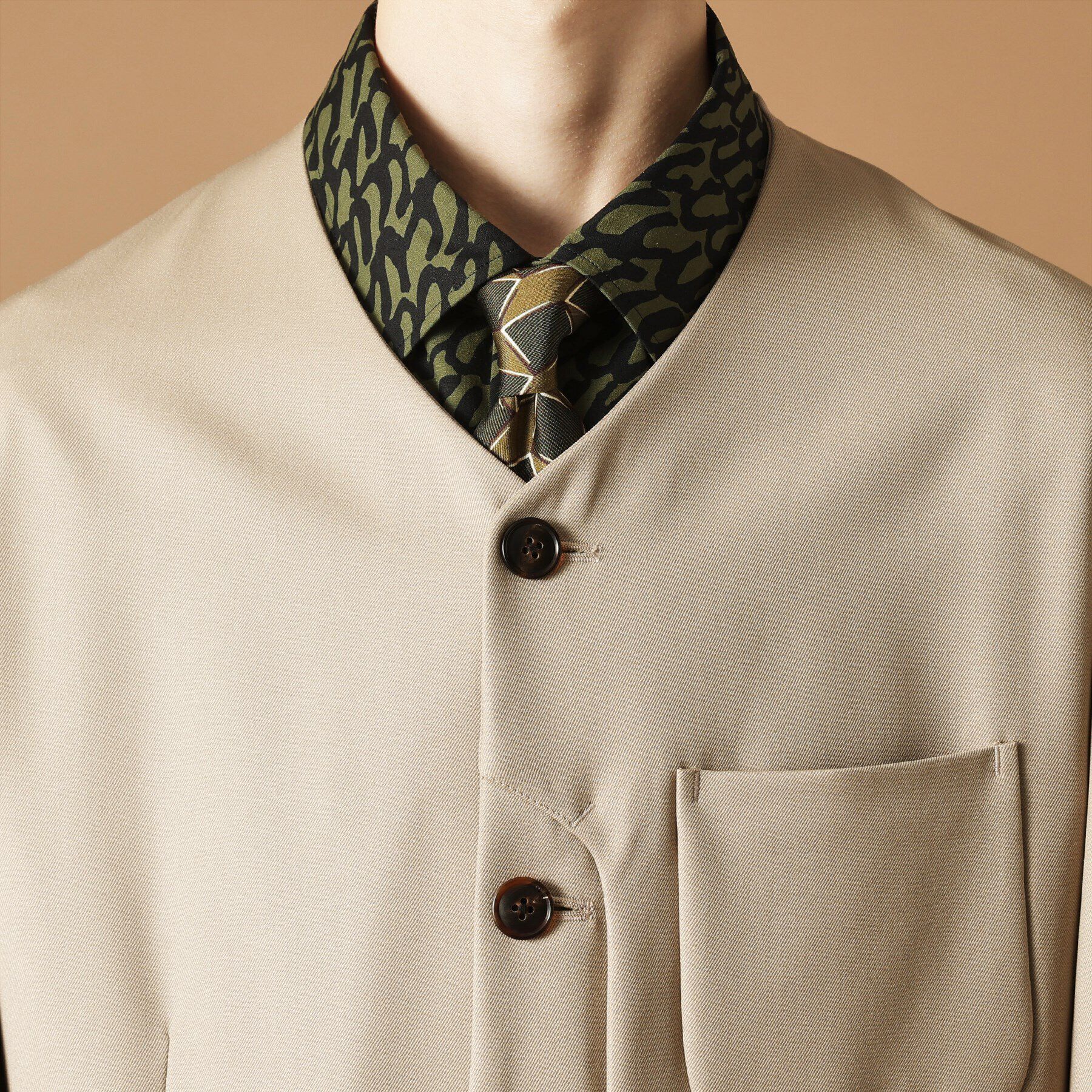 40CARATS&525「ギャバジン ノーカラージャケット」|テーラードジャケット|