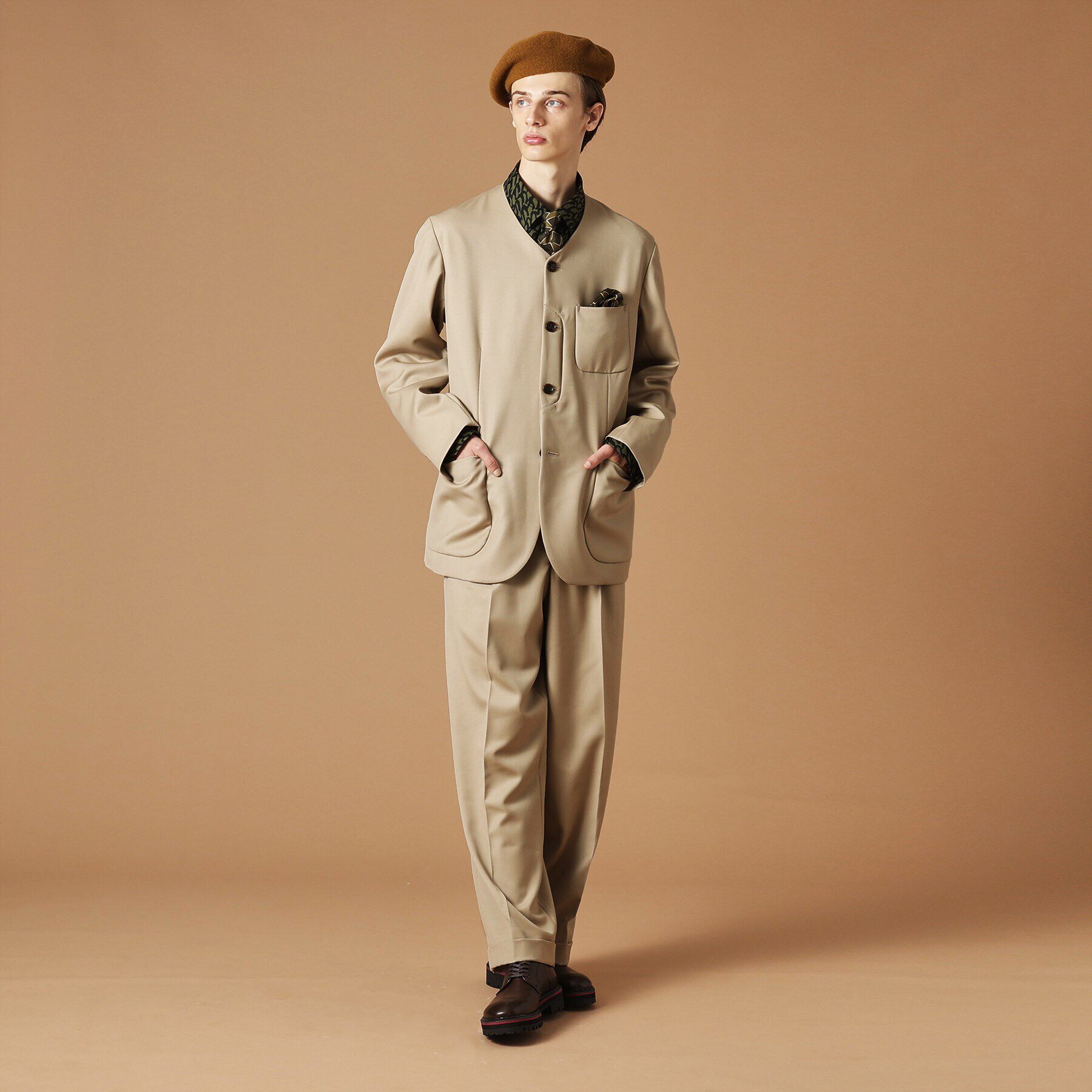 40CARATS&525「ギャバジン ノーカラージャケット」|テーラードジャケット|