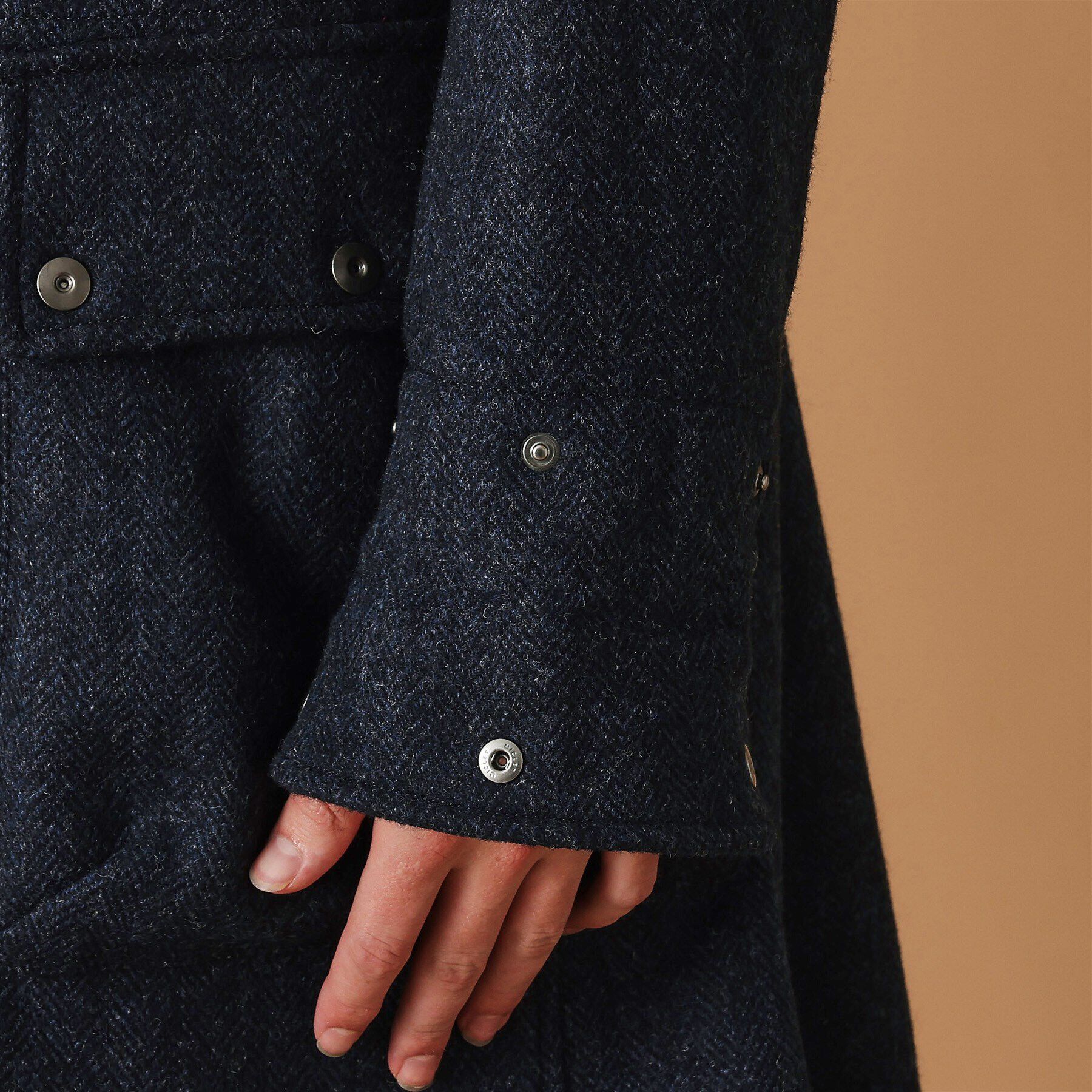 40CARATS&525「ウールヘリンボン ノーカラーコート」|ノーカラーコート|