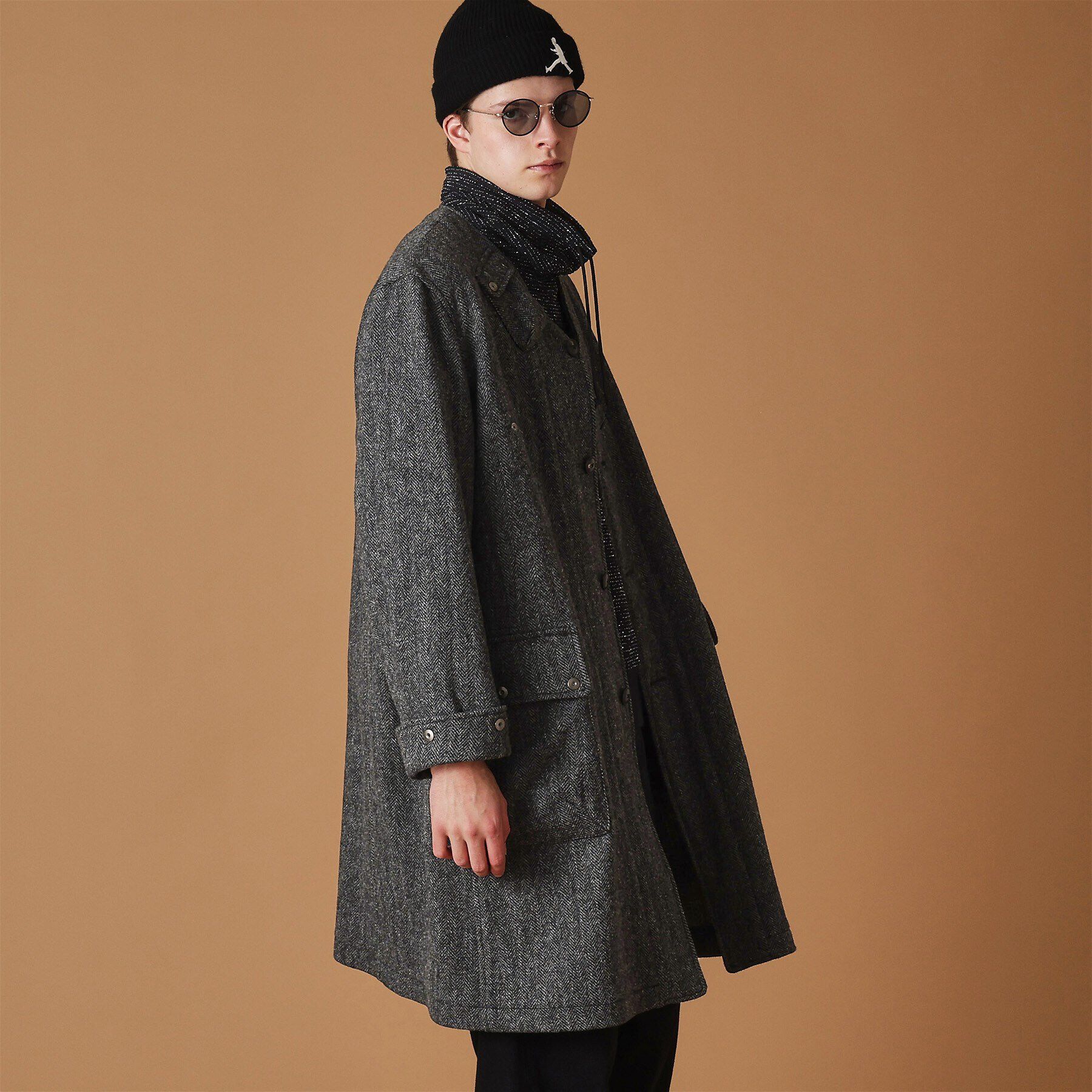 40CARATS&525「ウールヘリンボン ノーカラーコート」|ノーカラーコート|