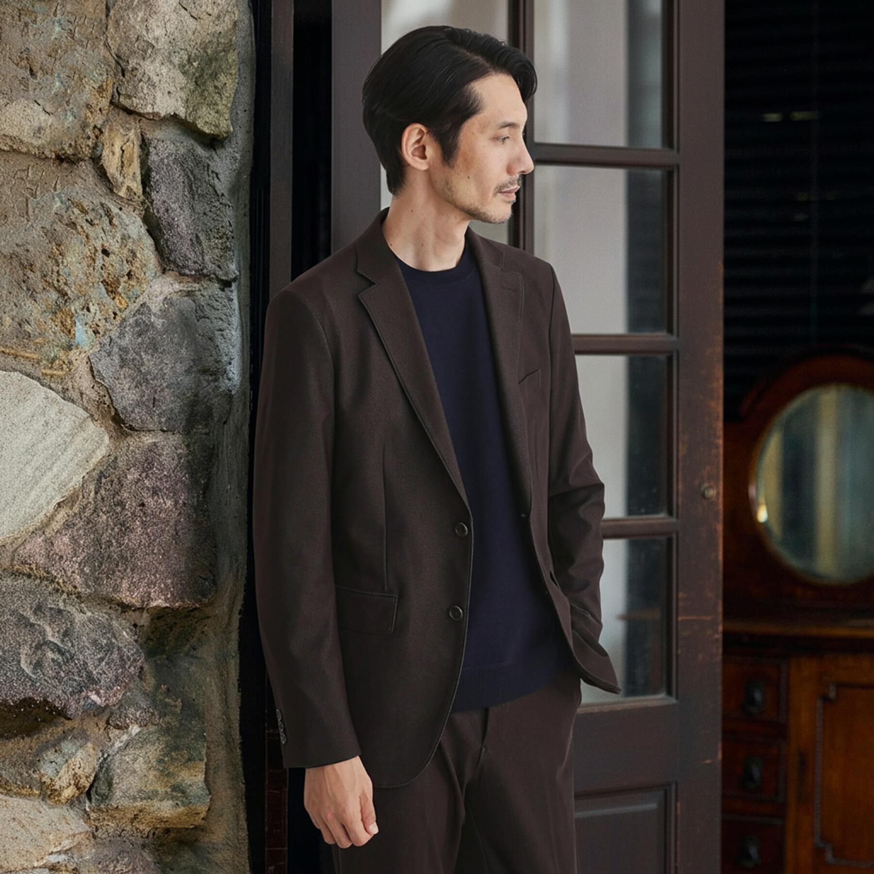 TAKEO KIKUCHI「【360&deg;ストレッチ／セットアップ対応】None Of Stress ジャケット」|テーラードジャケット|ブラウン(043)