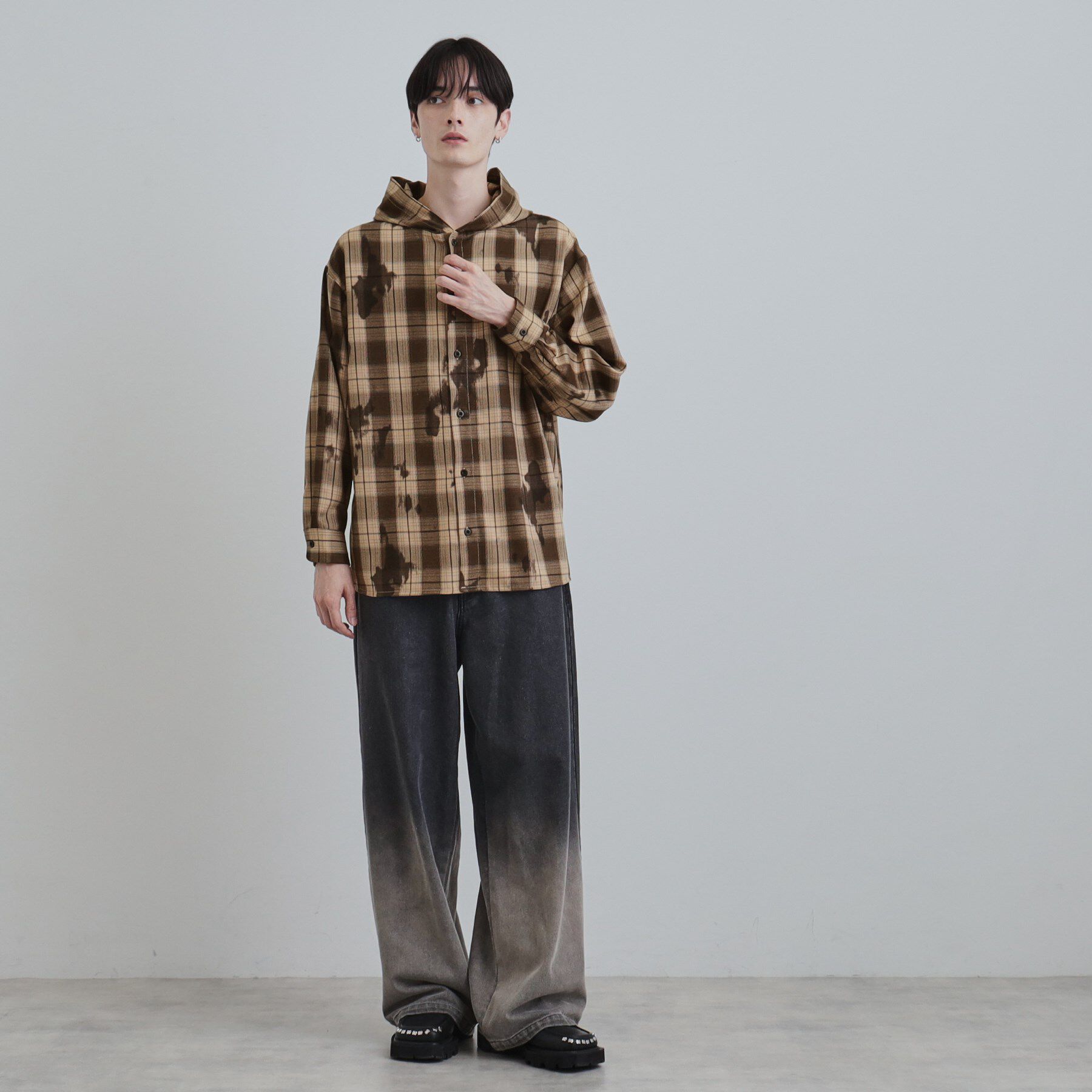 tk.TAKEO KIKUCHI「ヴィンテージフードチェックシャツ」|シャツ・ブラウス|