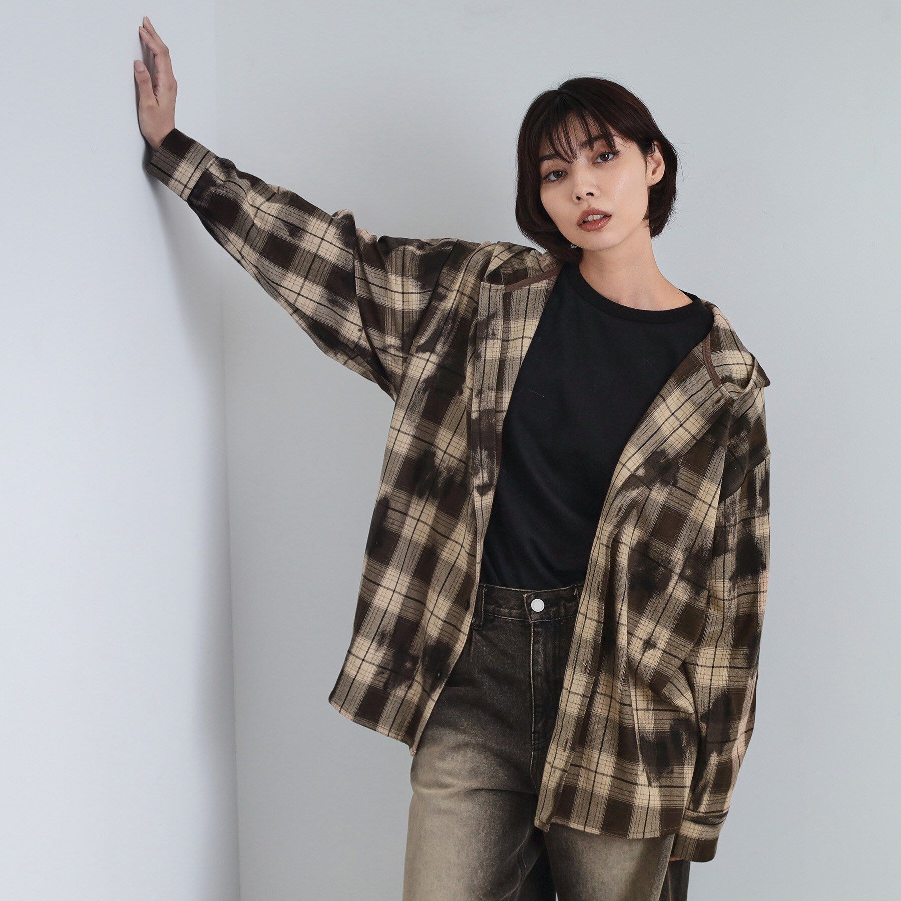 tk.TAKEO KIKUCHI「ヴィンテージフードチェックシャツ」|シャツ・ブラウス|