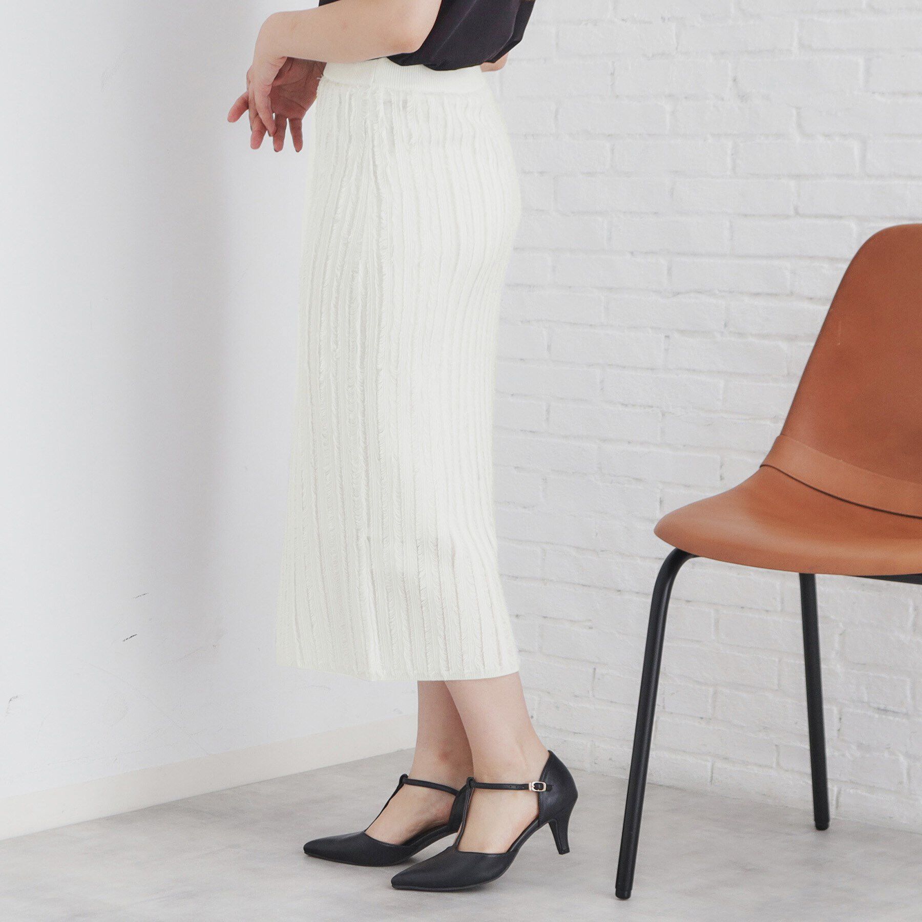 index「カットフリンジニットタイトスカート/セットアップ対応【洗濯機洗い可】」|スカート|