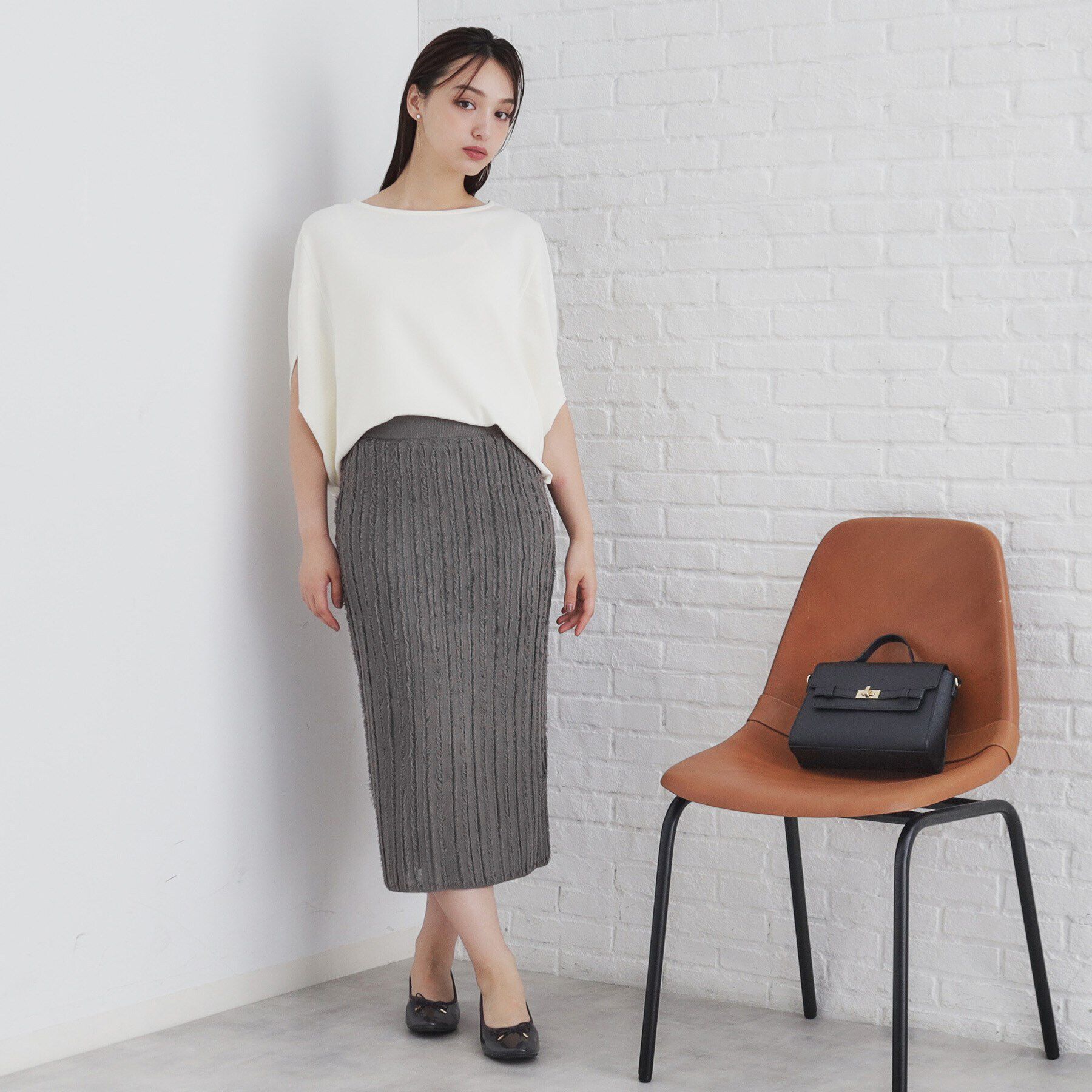 index「カットフリンジニットタイトスカート/セットアップ対応【洗濯機洗い可】」|スカート|