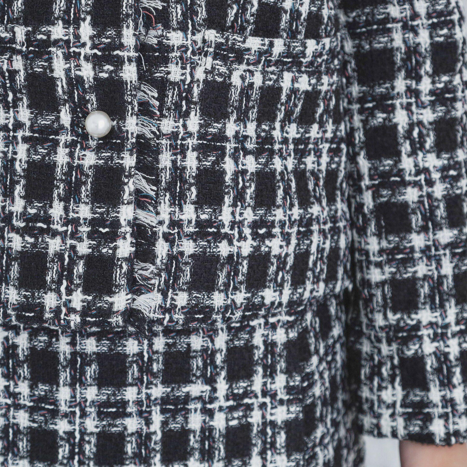 index「チェックツイードノーカラーコート/セットアップ対応【洗える】」|ノーカラーコート|