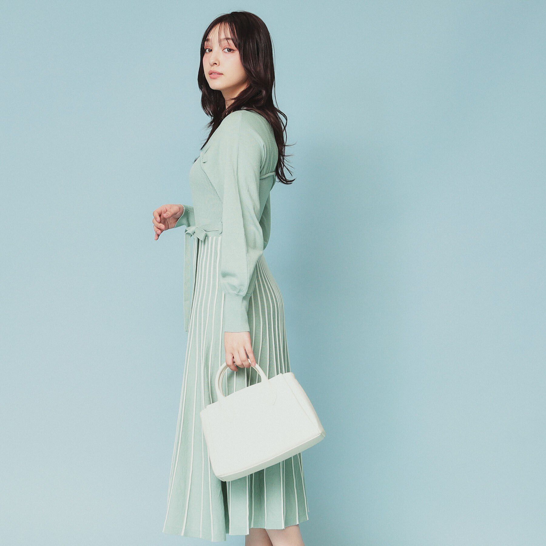 index「ビスチェライクバイカラーニットワンピース【洗濯機洗い可】」|ワンピース|