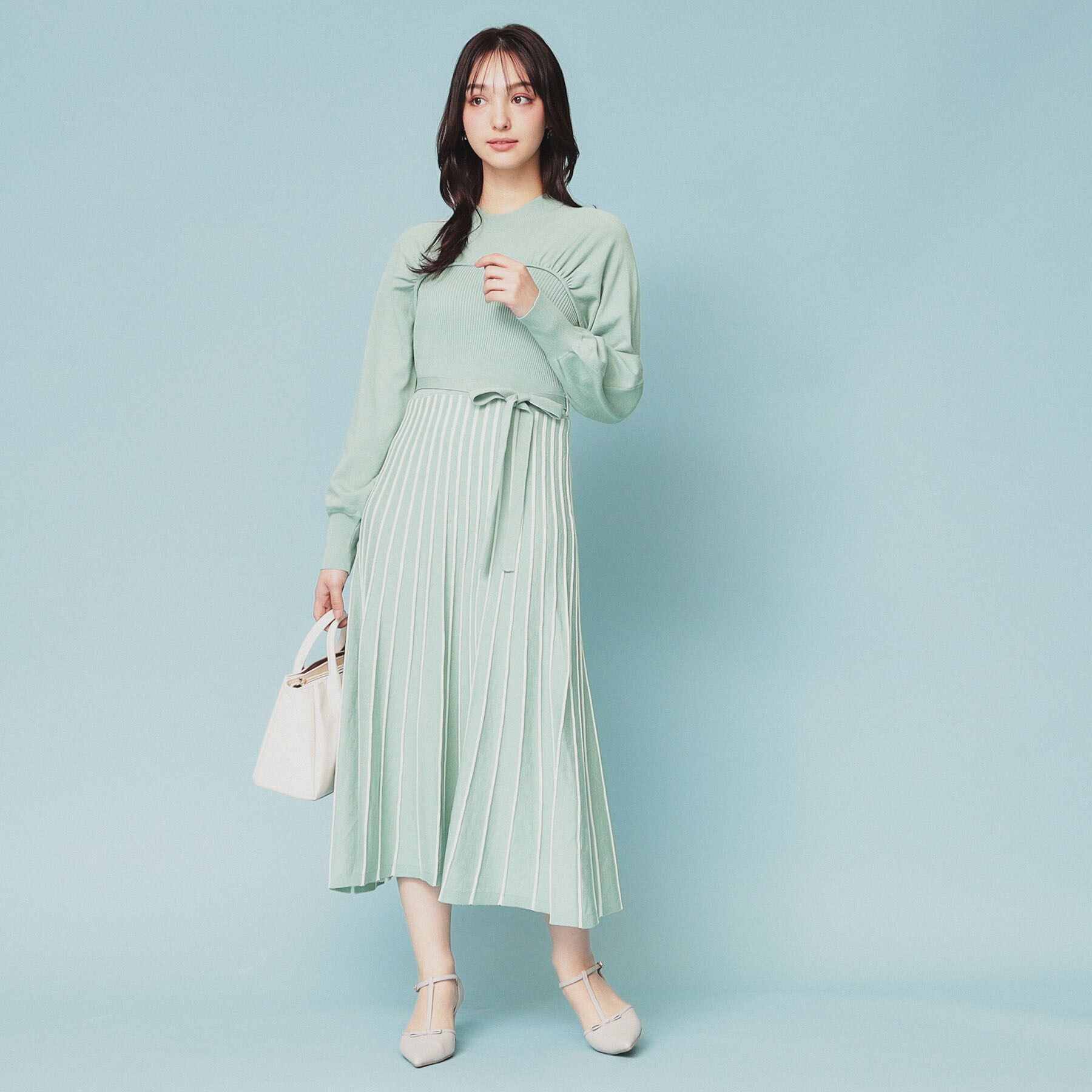 index「ビスチェライクバイカラーニットワンピース【洗濯機洗い可】」|ワンピース|