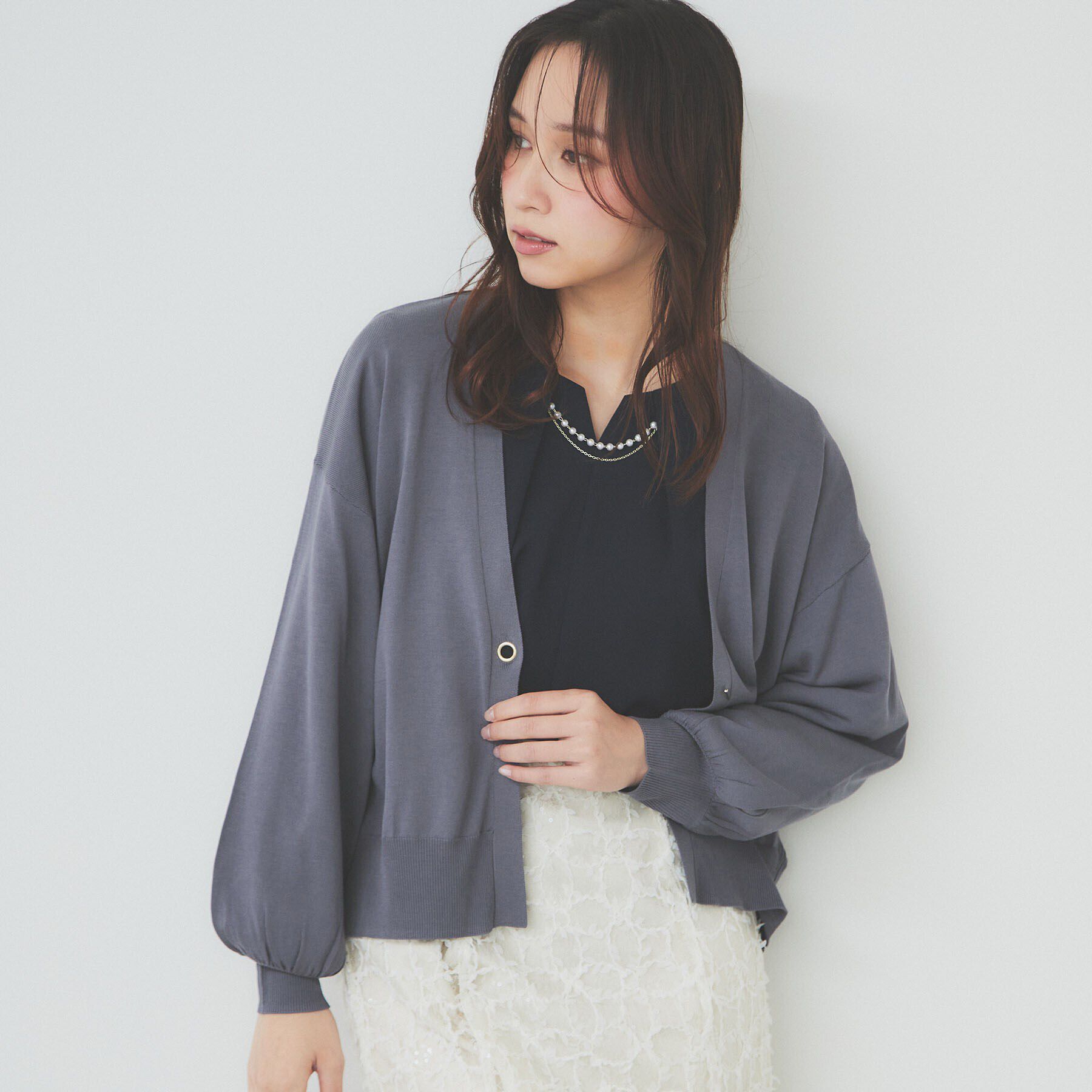 index「リラクシートッパーカーディガン【洗える】」|カーディガン|チャコールグレー(8