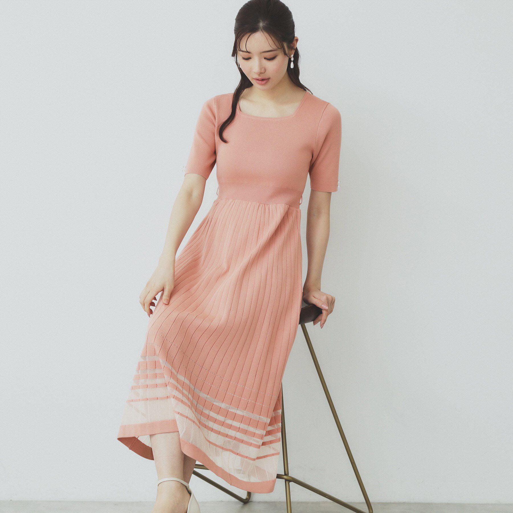 index「シアーラインニットワンピース【UV/洗濯機洗い可】」|ワンピース|