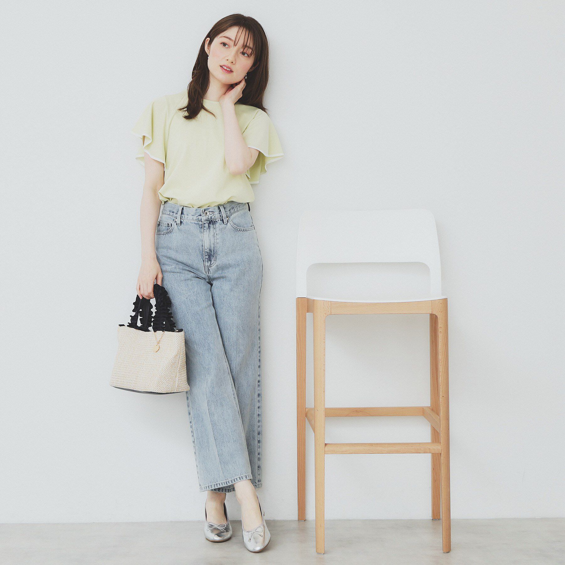 index「バイカラーフレアスリーブトップス【洗濯機洗い可】」|Tシャツ・カットソー|