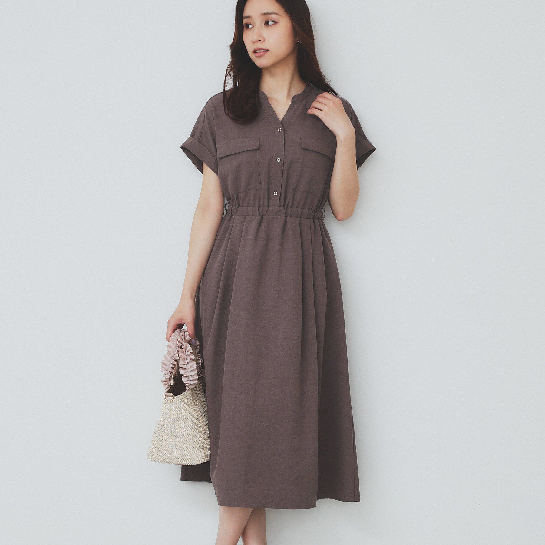 index「《7色展開/XS-LLサイズ》ダブルポケットスキッパーシャツワンピース【吸水速乾/防シワ/イージーア」|ワンピース|