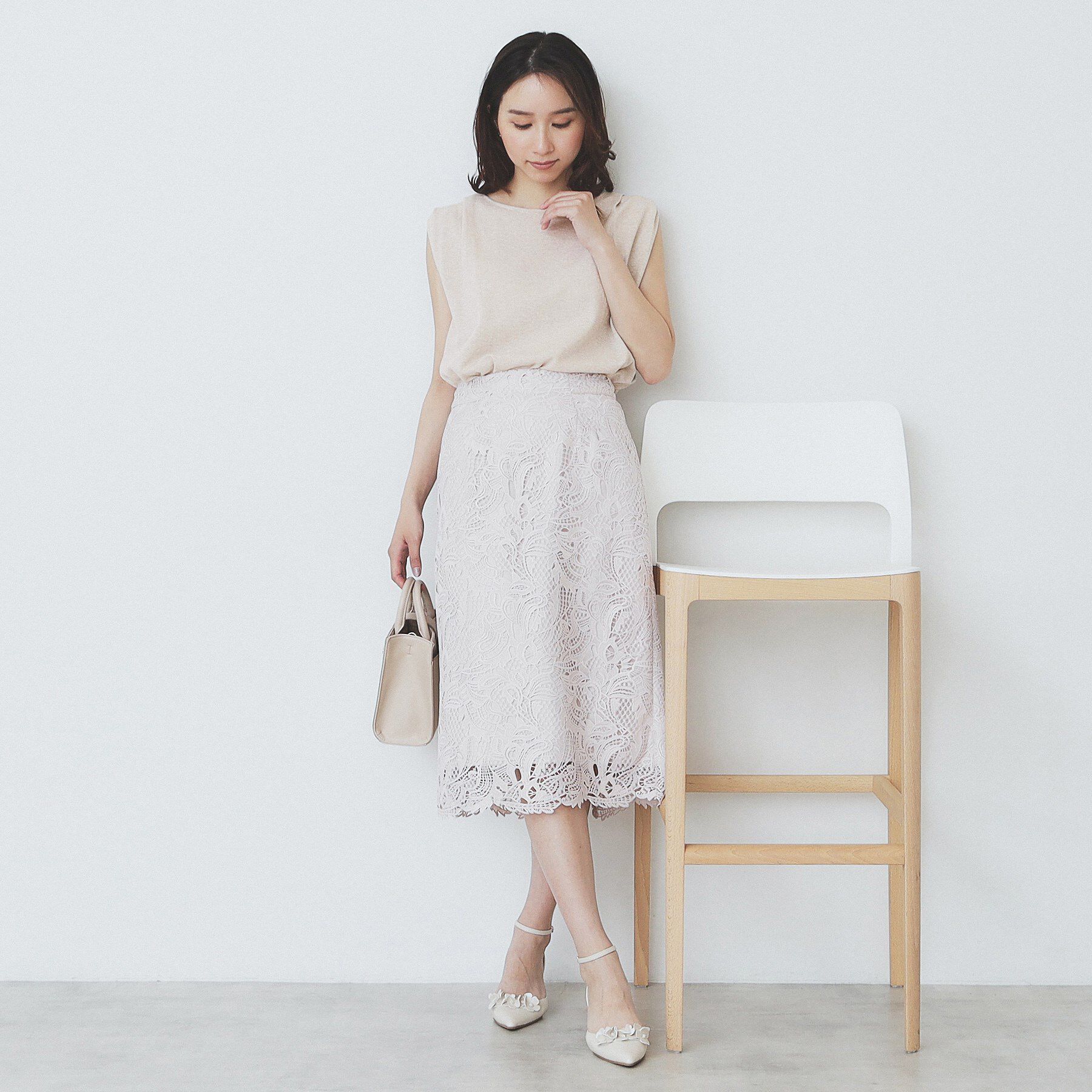 index「タックノースリーブニット【洗濯機洗い可/UVケア/抗ピル】」|Tシャツ・カットソー|