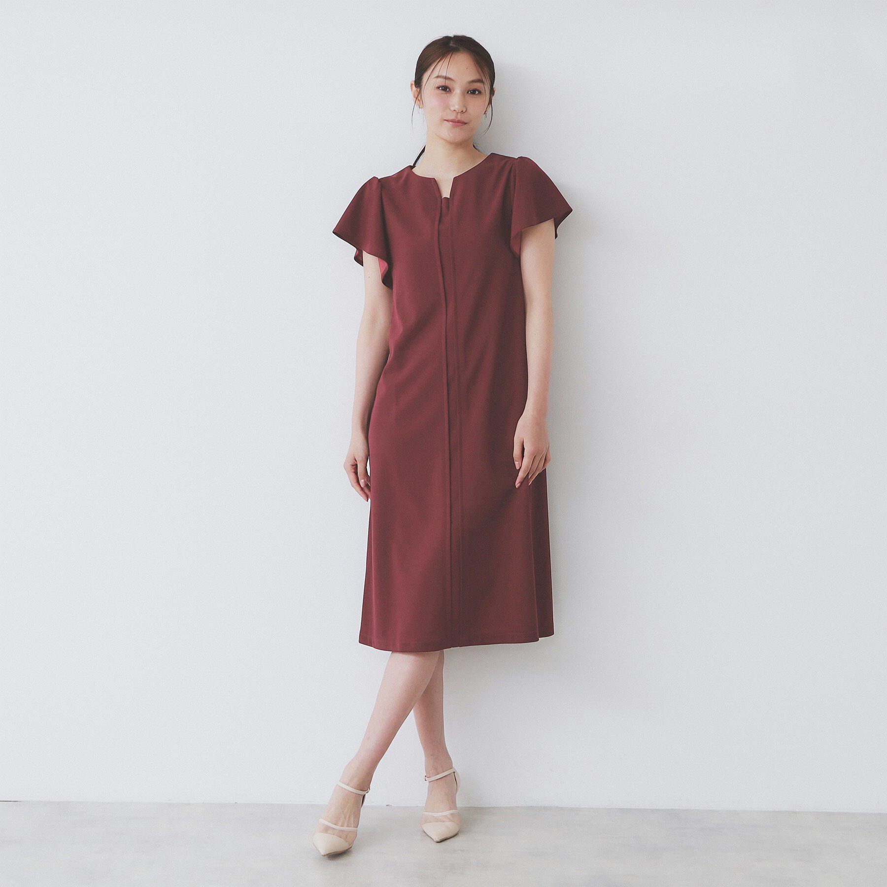 index「《S-3Lサイズ》フリルスリーブワンピース【洗濯機洗い可】」|ワンピース|