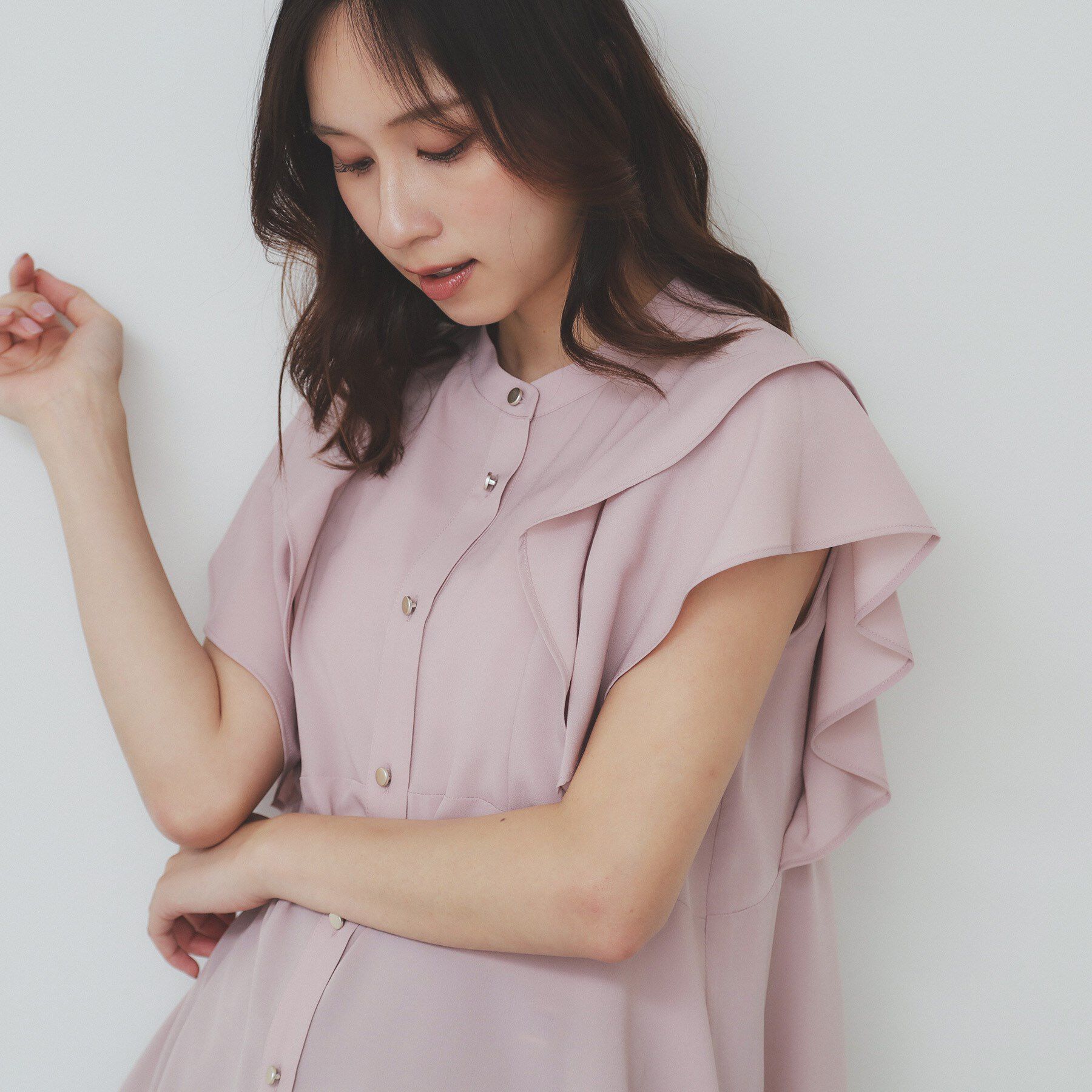 index「ダブルフリルバンドカラーブラウス【洗濯機洗い可/イージーアイロン/防シワ】」|シャツ・ブラウス|