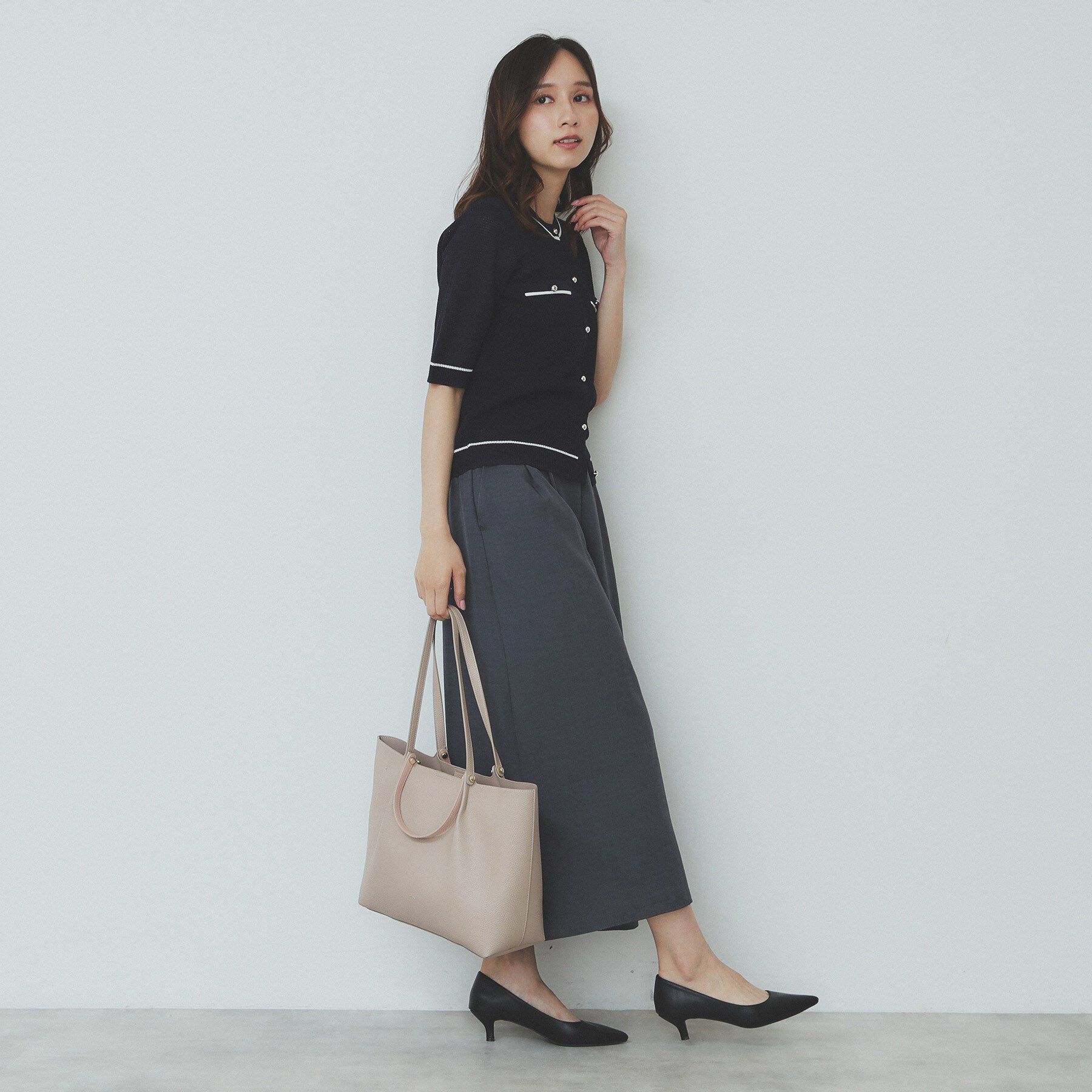 index「バイカラー半袖カーディガン【洗える/抗ピル】」|カーディガン|