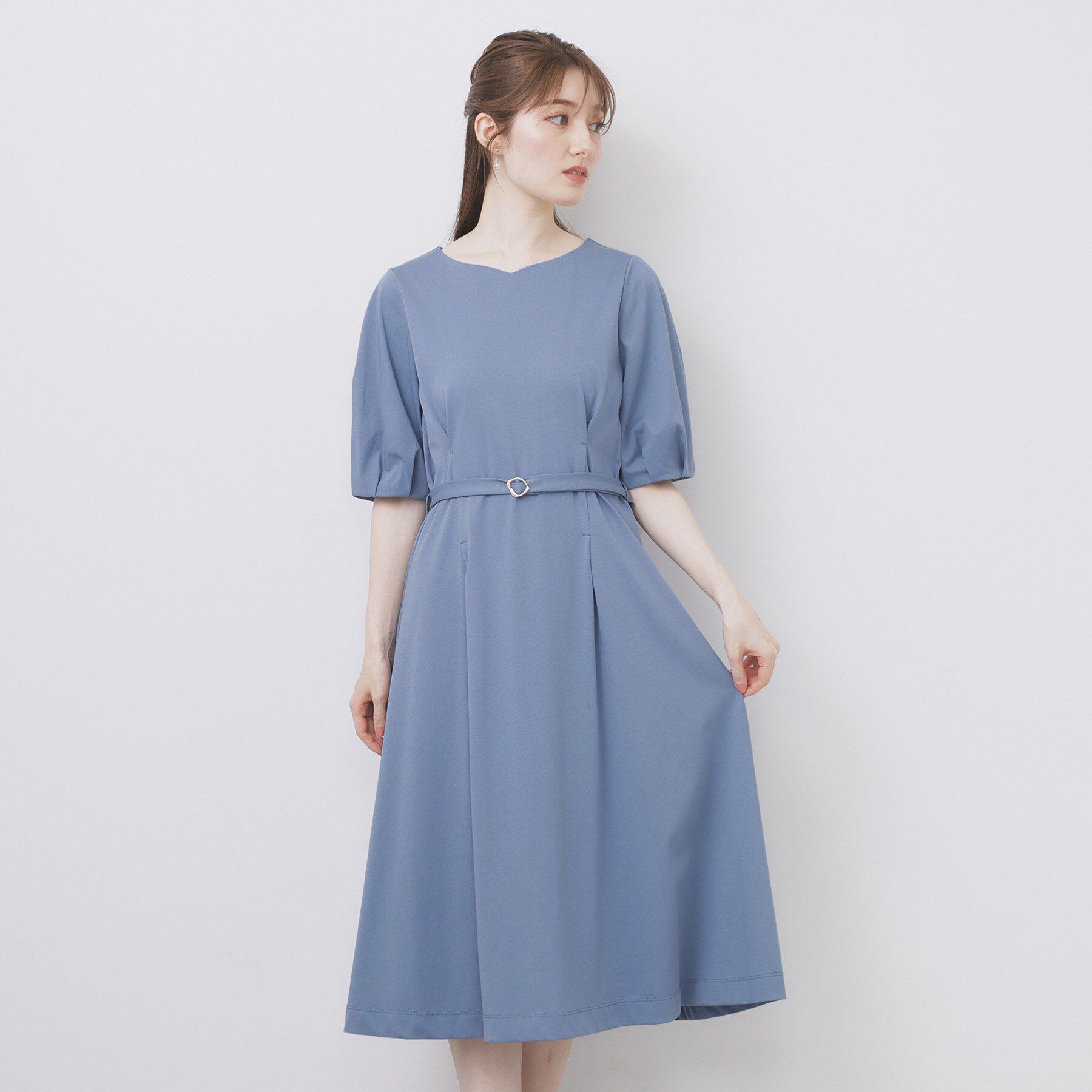 index「ハートネックパフワンピース【洗濯機洗い可/UVケア/接触冷感】」|ワンピース|