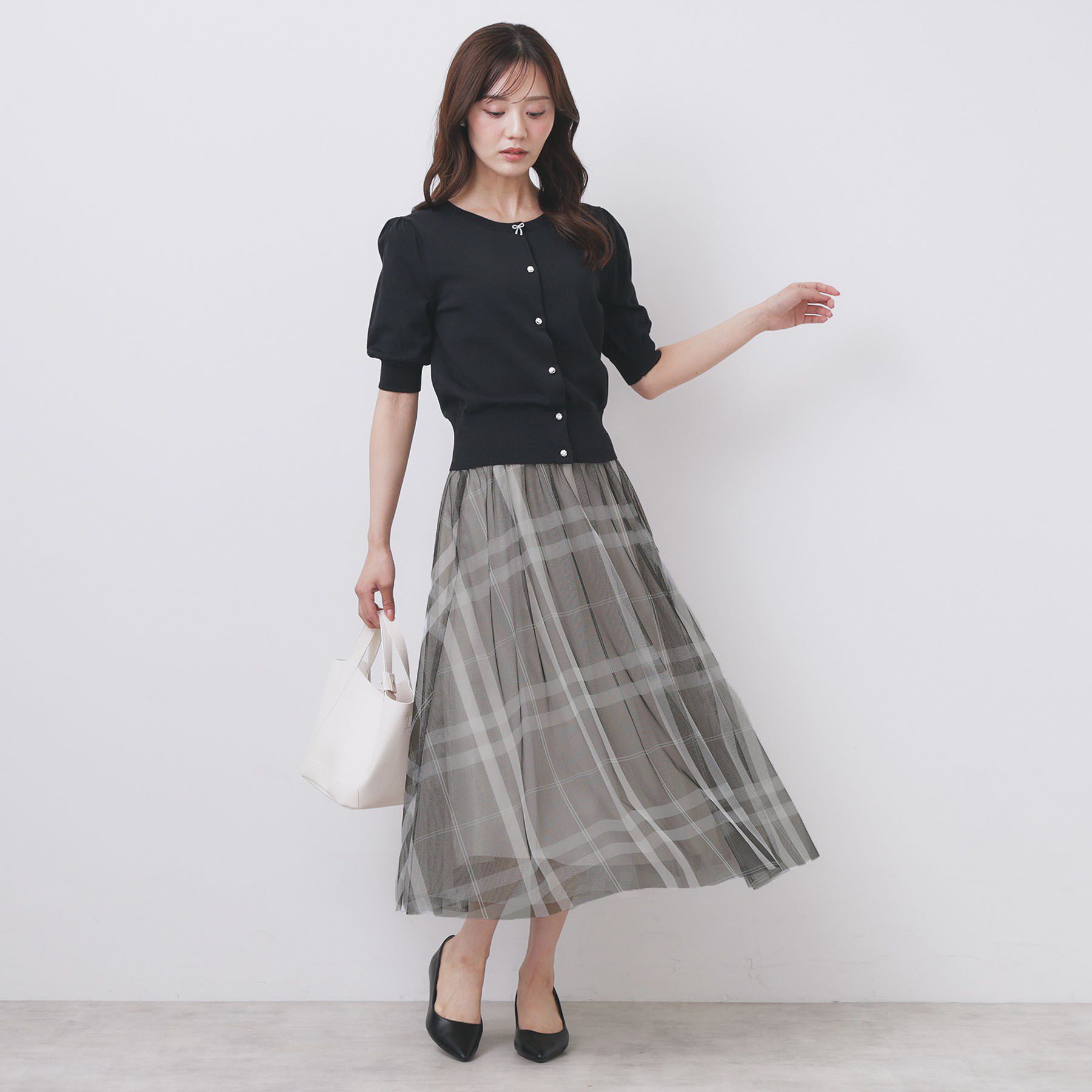 index「チュールラメチェックフレアスカート【洗濯機洗い可/防シワ】」|スカート|