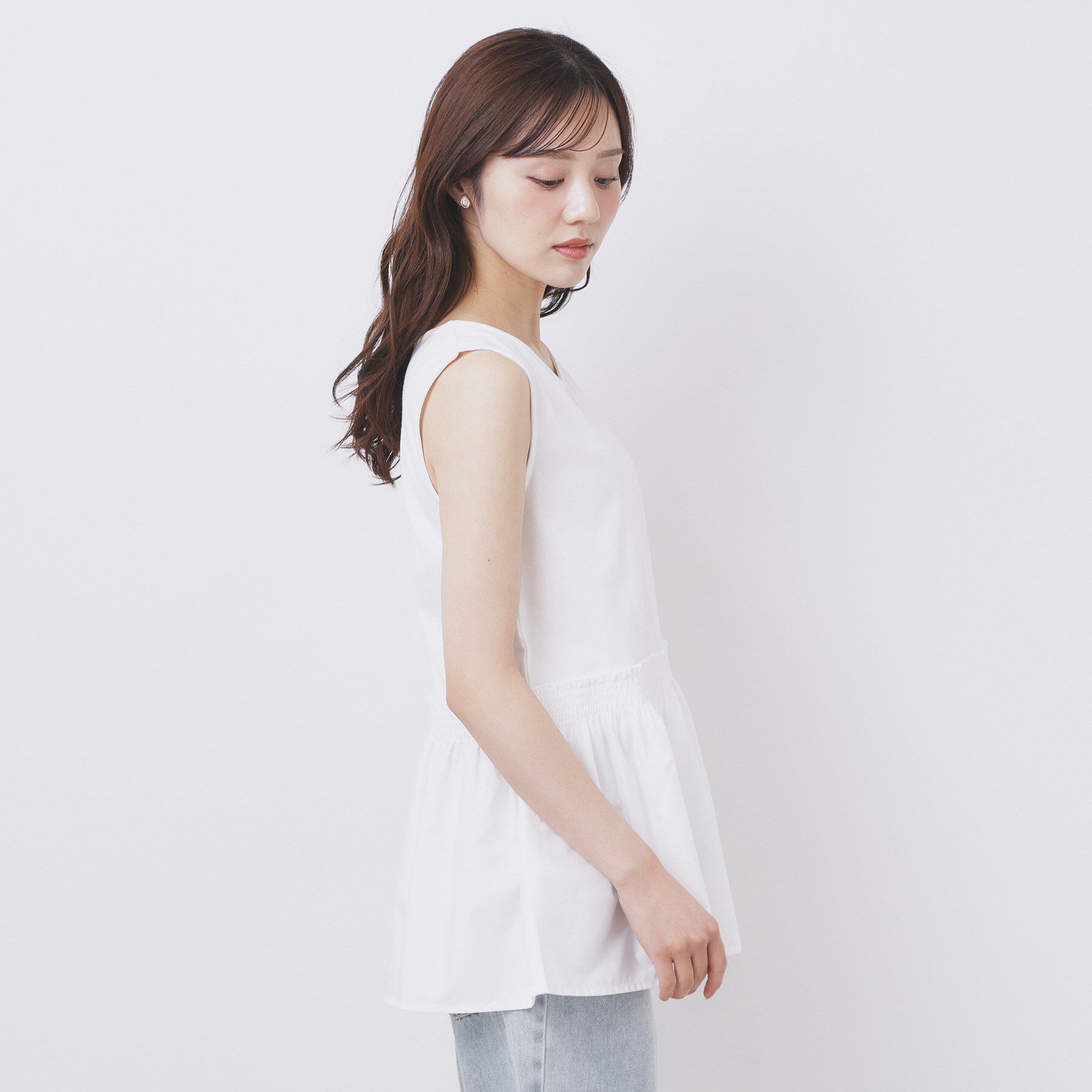 index「ノースリペプラムドッキングトップス【洗濯機洗い可/接触冷感】」|Tシャツ・カットソー|