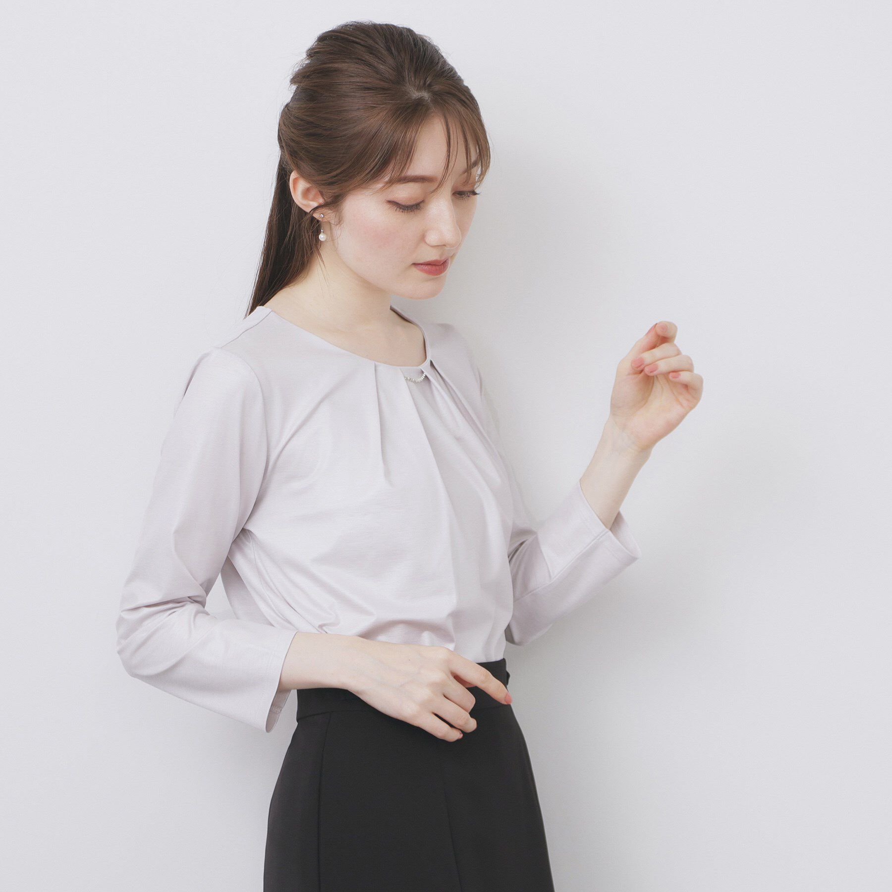 index「《S-3Lサイズ》タックビジュートップス【洗濯機洗い可】」|Tシャツ・カットソー|