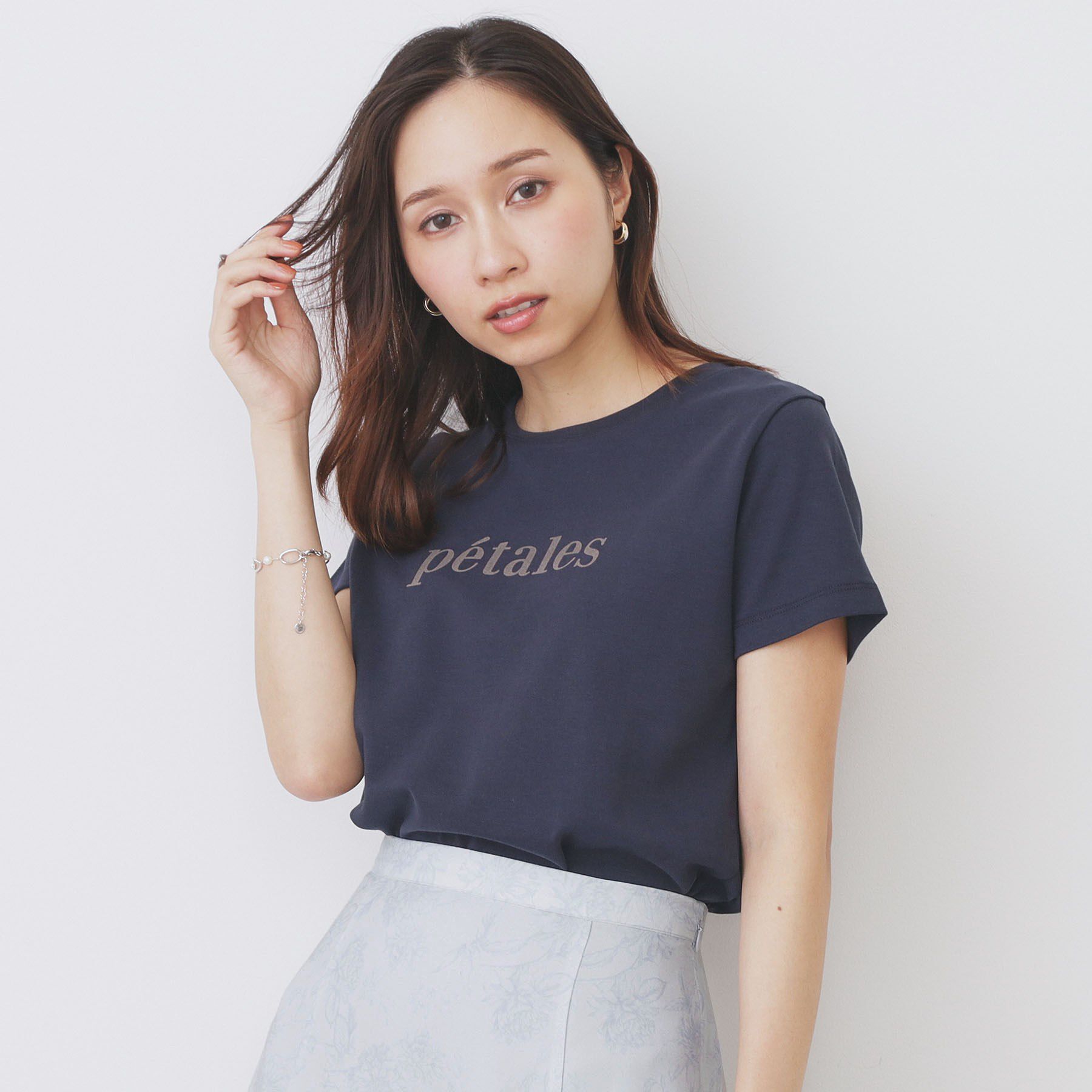 index「《S-LLサイズ》フロッキーロゴTシャツ【接触冷感/UVケア/洗濯機洗い可】」|Tシャツ・カットソー|ネイビー(094)