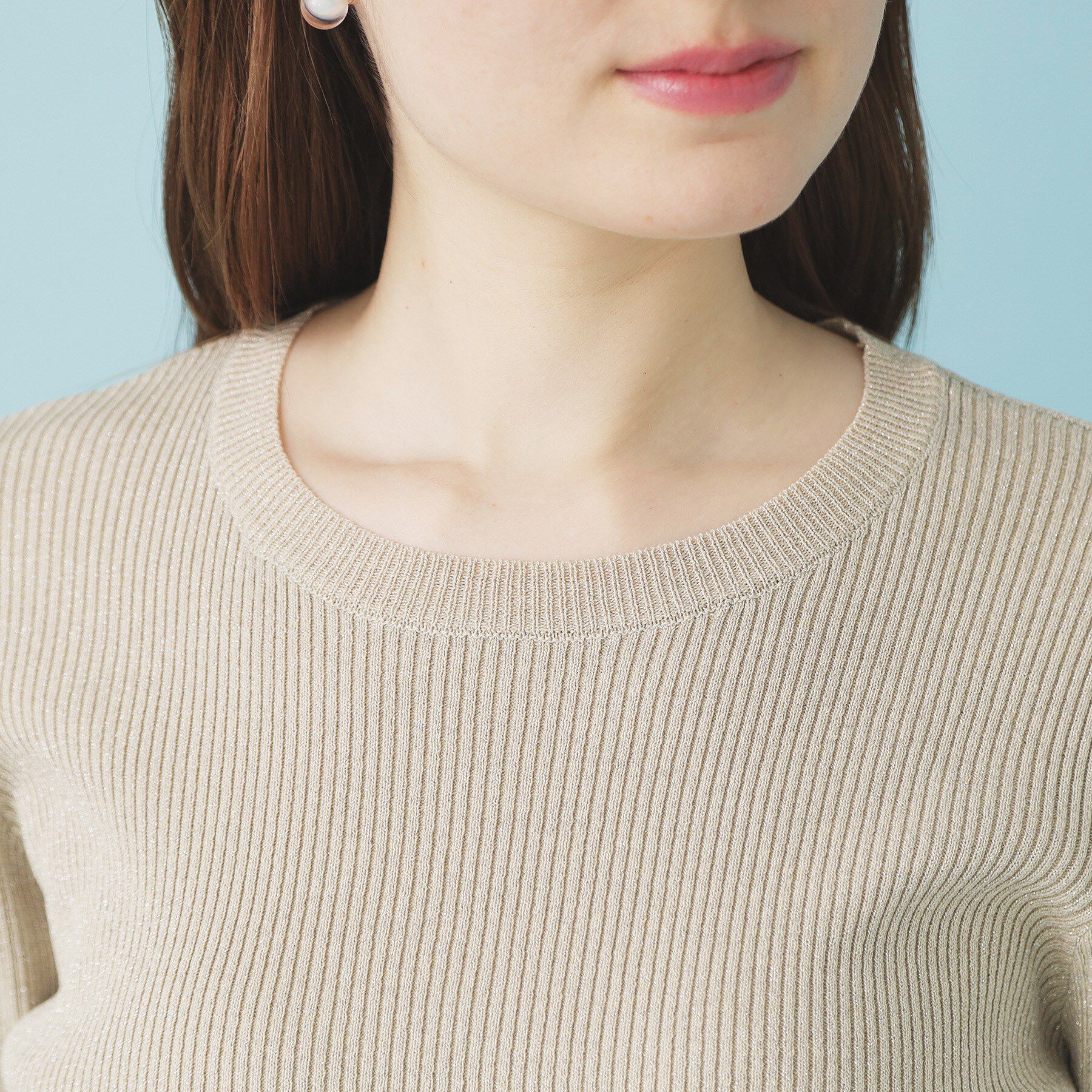 index「《ツインセット》チュールキャミ&times;ラメリブニット【洗濯機OK】」|ニット・セーター|