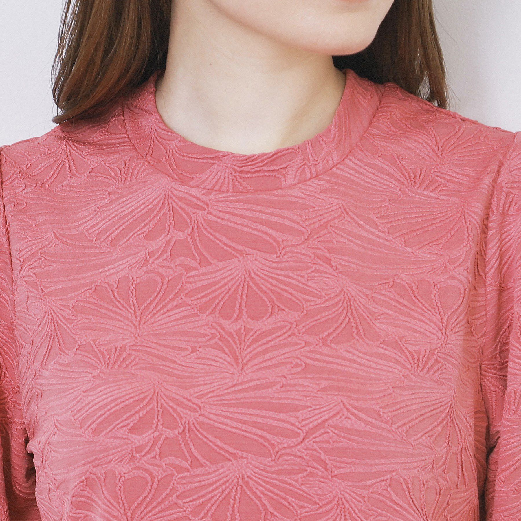 index「フラワージャカードパフスリーブトップス【洗濯機OK】」|Tシャツ・カットソー|