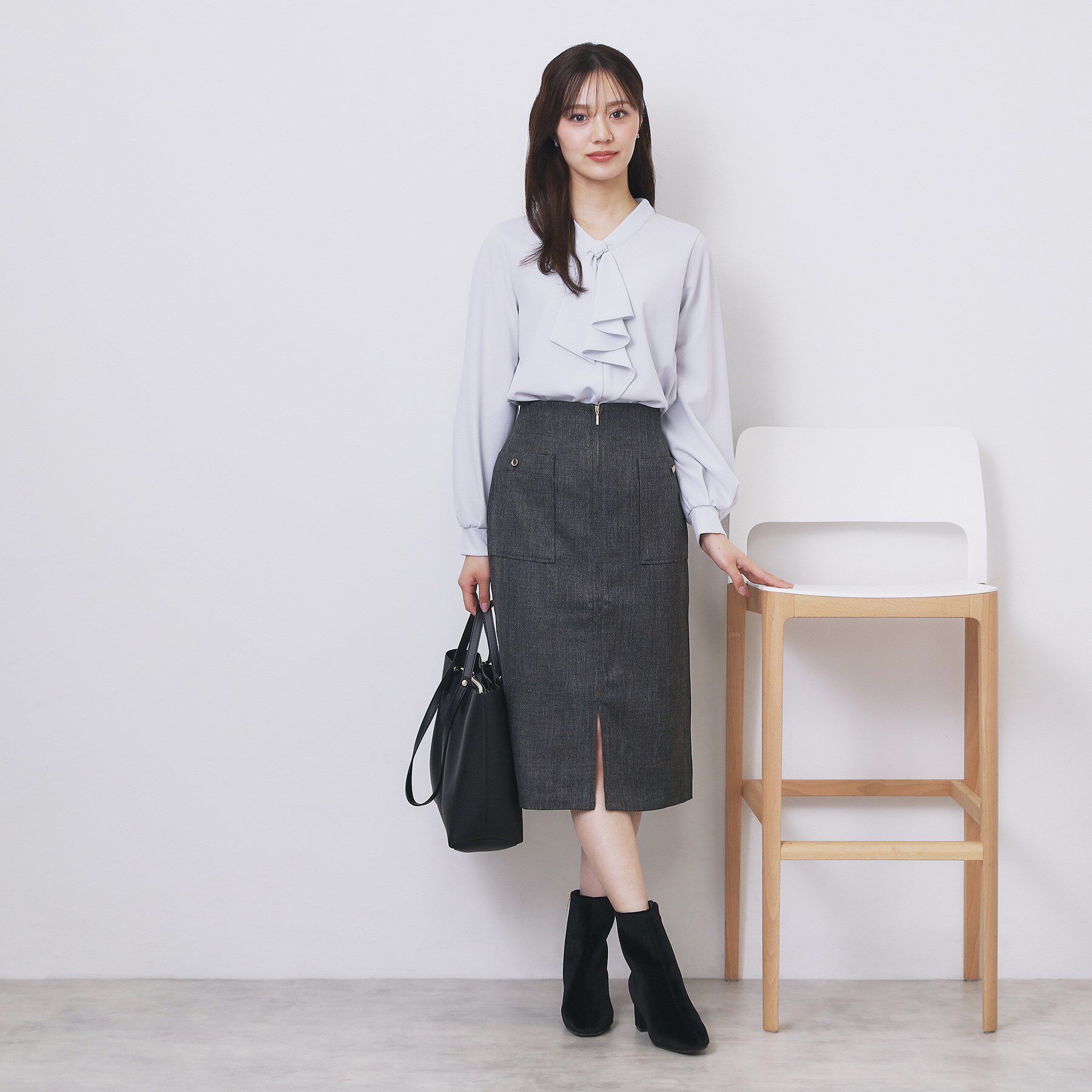 index「ボウタイフリルトップス【洗濯機OK/ストレッチ/イージーアイロン/防シワ】《S～3L》」|Tシャツ・カットソー|