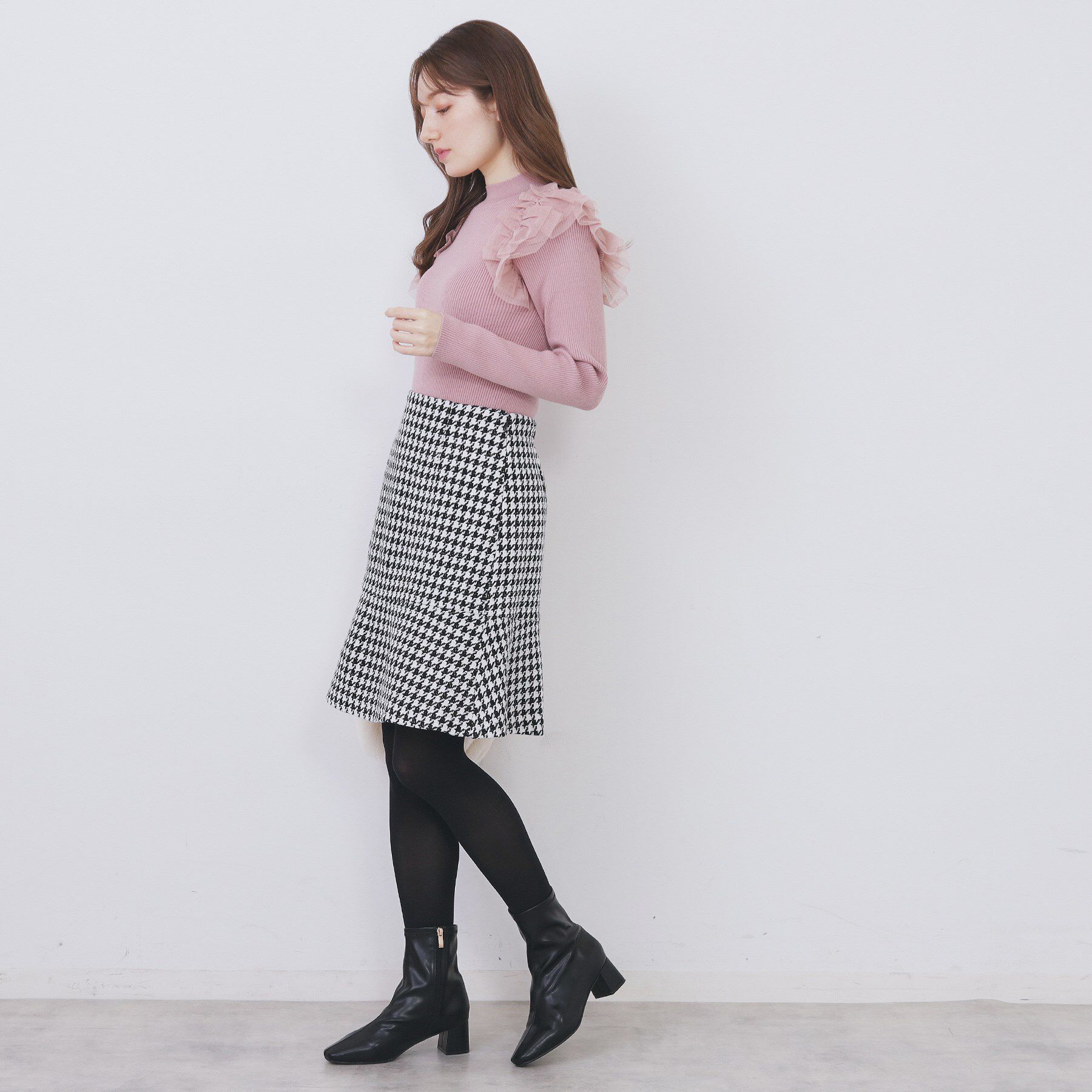 index「ラメスパンコール千鳥柄ペプラムミニスカート【洗濯機OK/イージーアイロン】」|スカート|