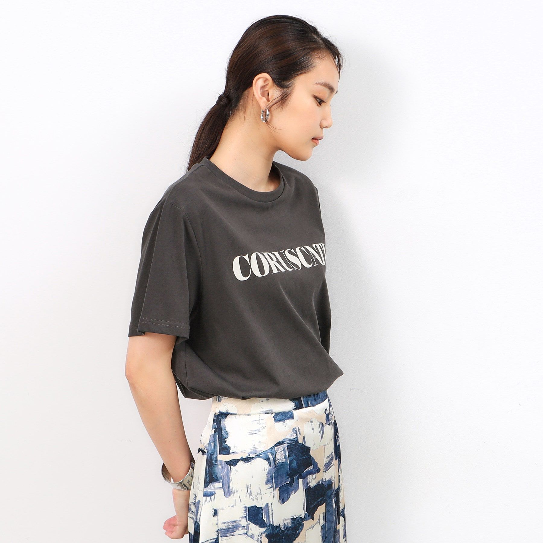 OPAQUE.CLIP「サイドスリットロゴTシャツ【洗濯機洗い可】」|Tシャツ・カットソー|