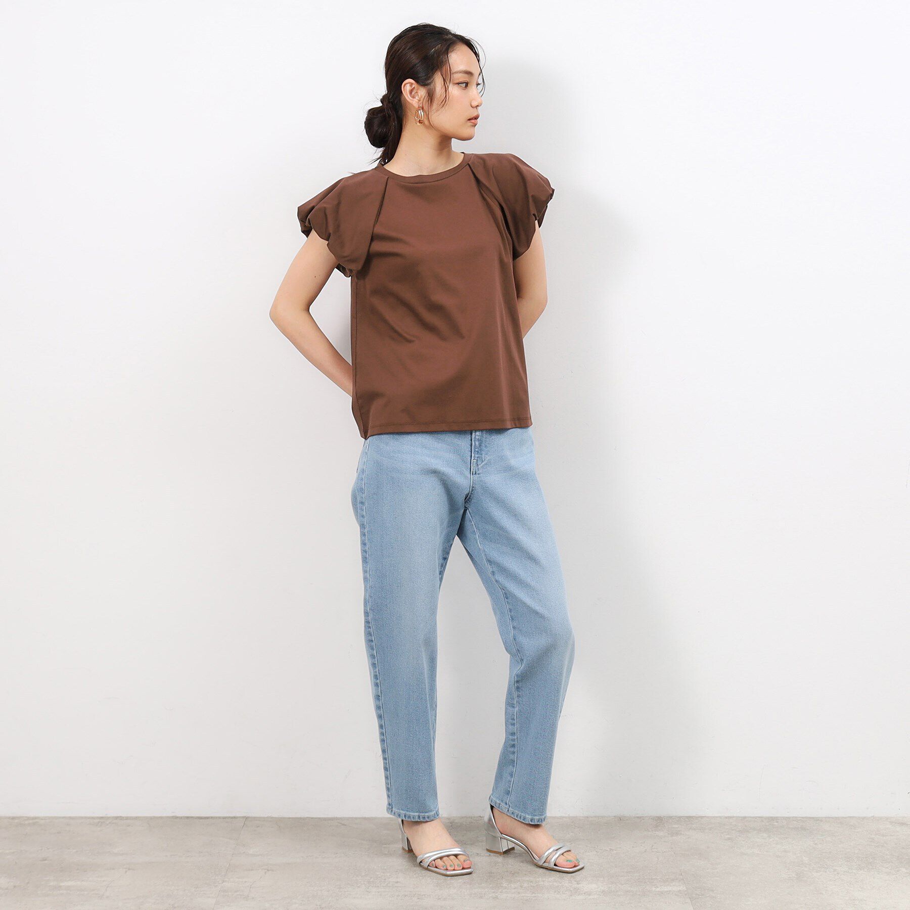 OPAQUE.CLIP「《美人百花掲載》バルーンスリーブカットソー【洗濯機洗い可】」|Tシャツ・カットソー|